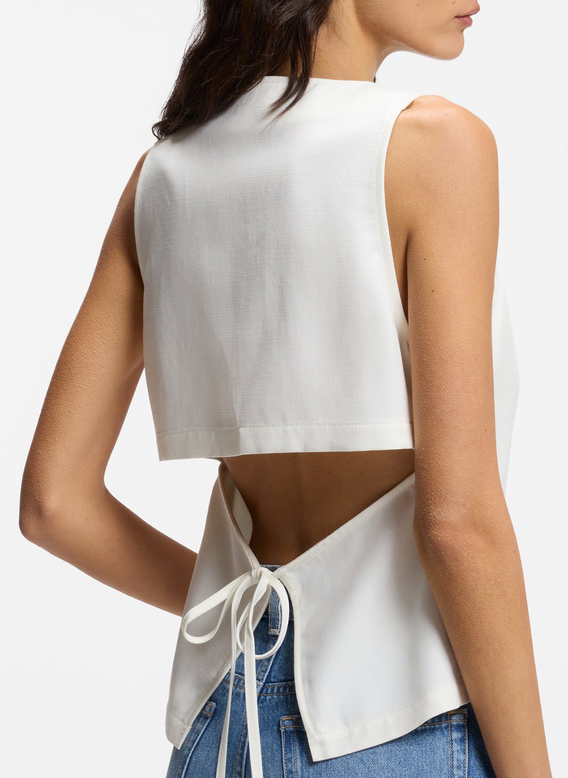 Veste col v BOSS Beige