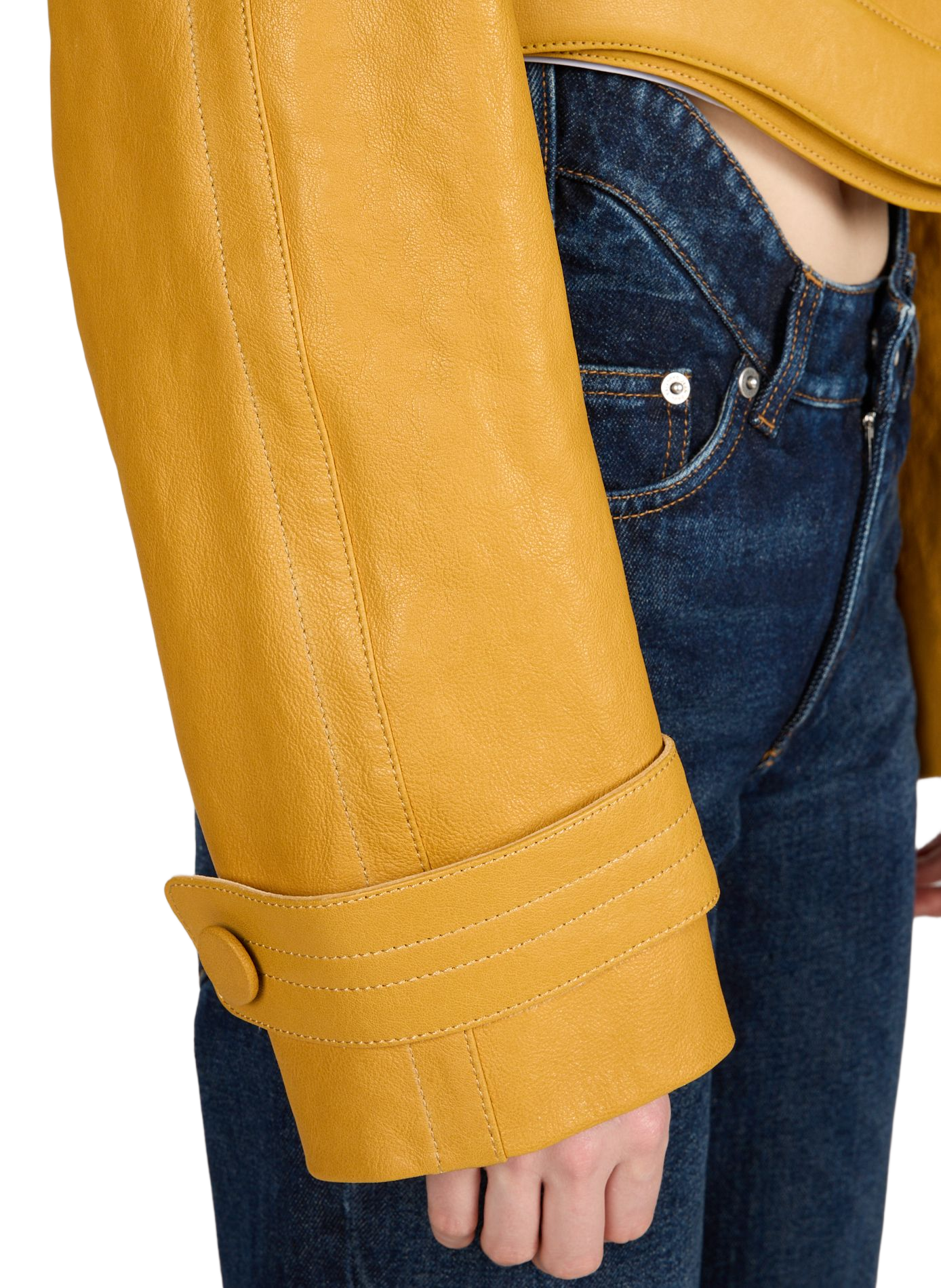 Cropped leather jacket JEAN PAUL GAULTIER Yellow