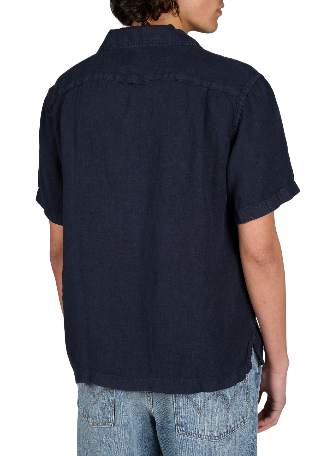 Chemise droite manches courtes en lin GANT Bleu