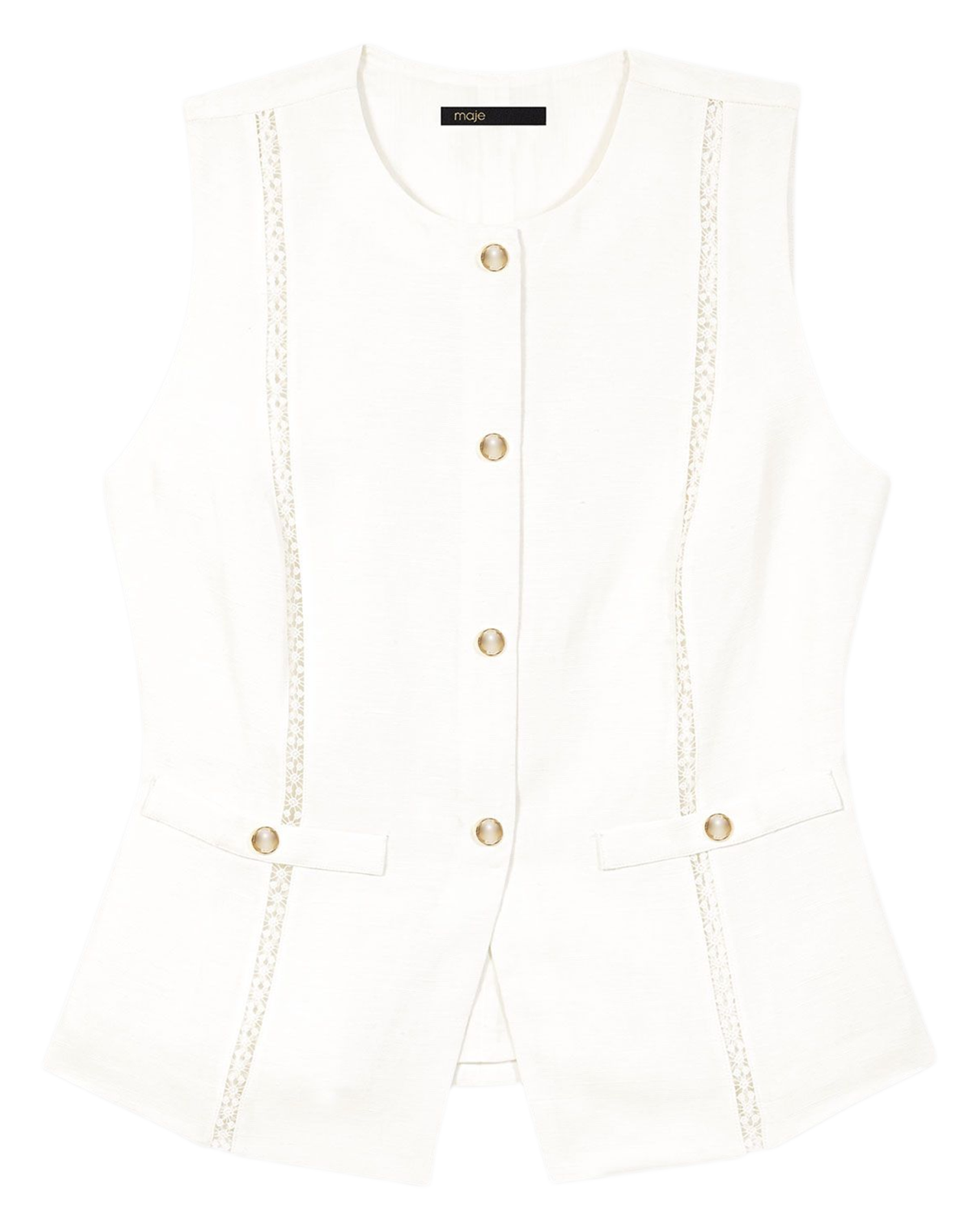 Gilet ajusté col rond MAJE Blanc