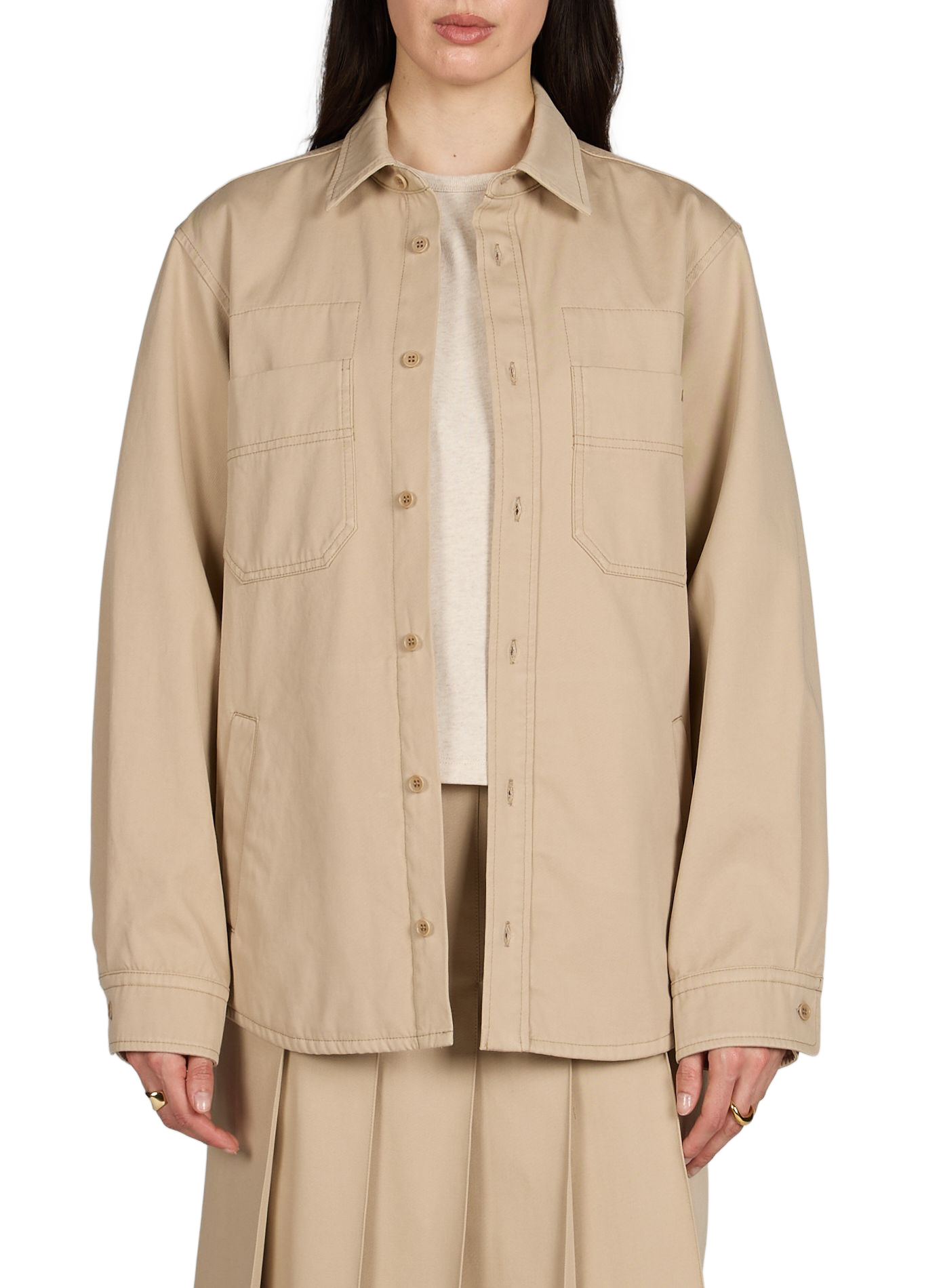 Solid color cotton overshirt A.P.C. Beige