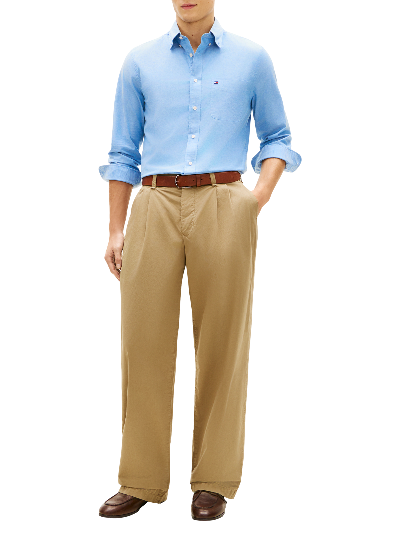 Lightweight slim-fit shirt in blended cotton TOMMY HILFIGER Blue