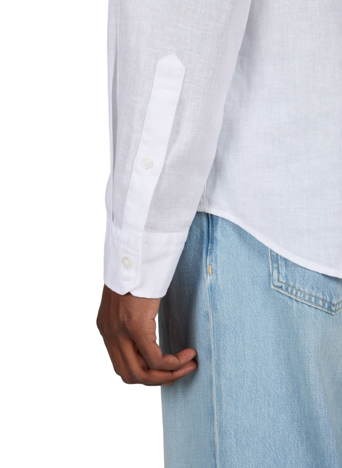 Corey straight shirt in cotton and linen STRELLSON White