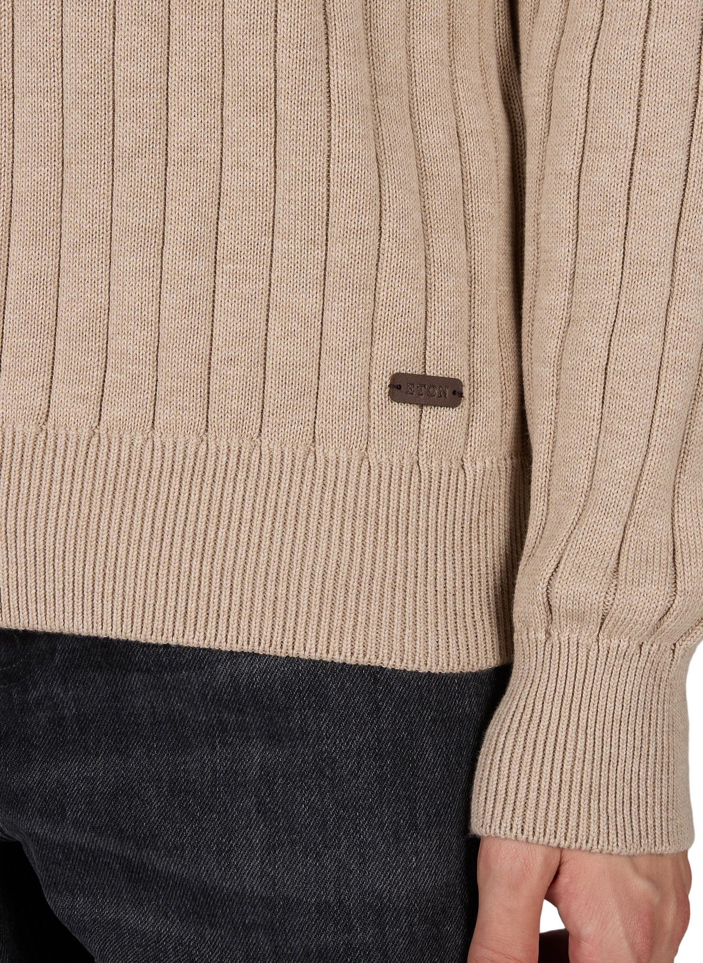 Pull col rond en coton ETON Beige