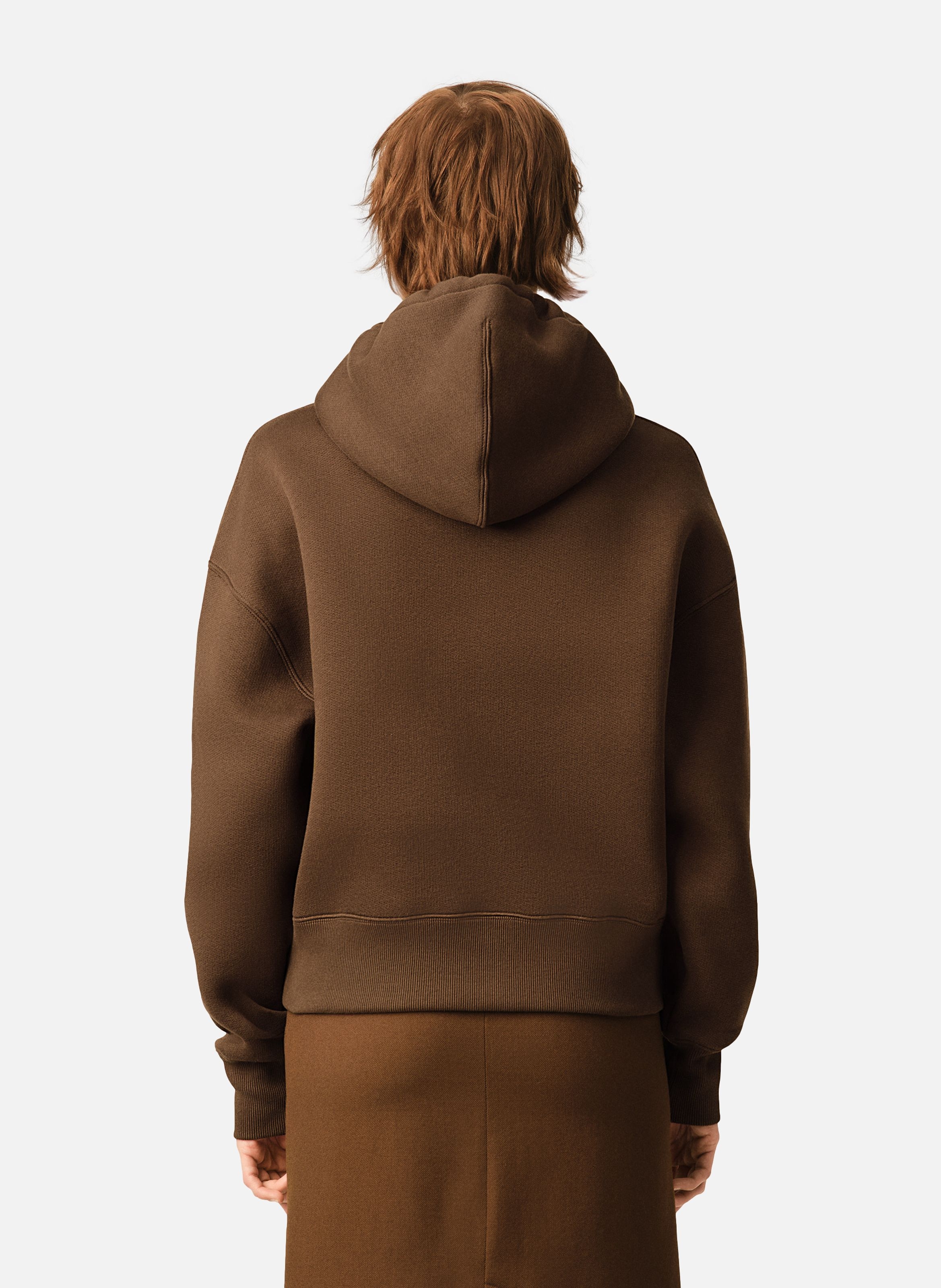 Hoodie unisexe en coton ami de coeur embossé AMI PARIS Marron
