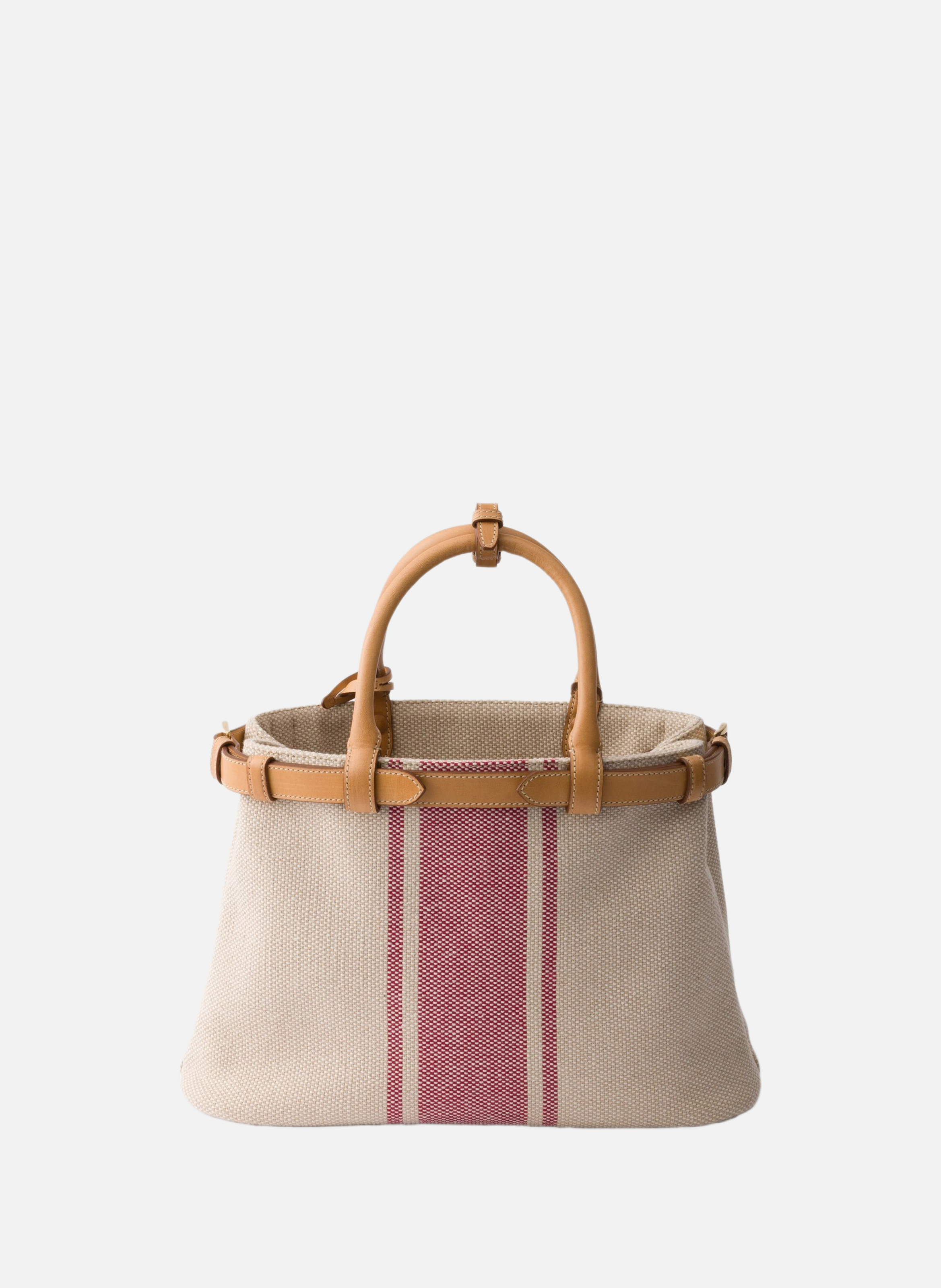 Petit sac prada buckle en toile et cuir PRADA Beige