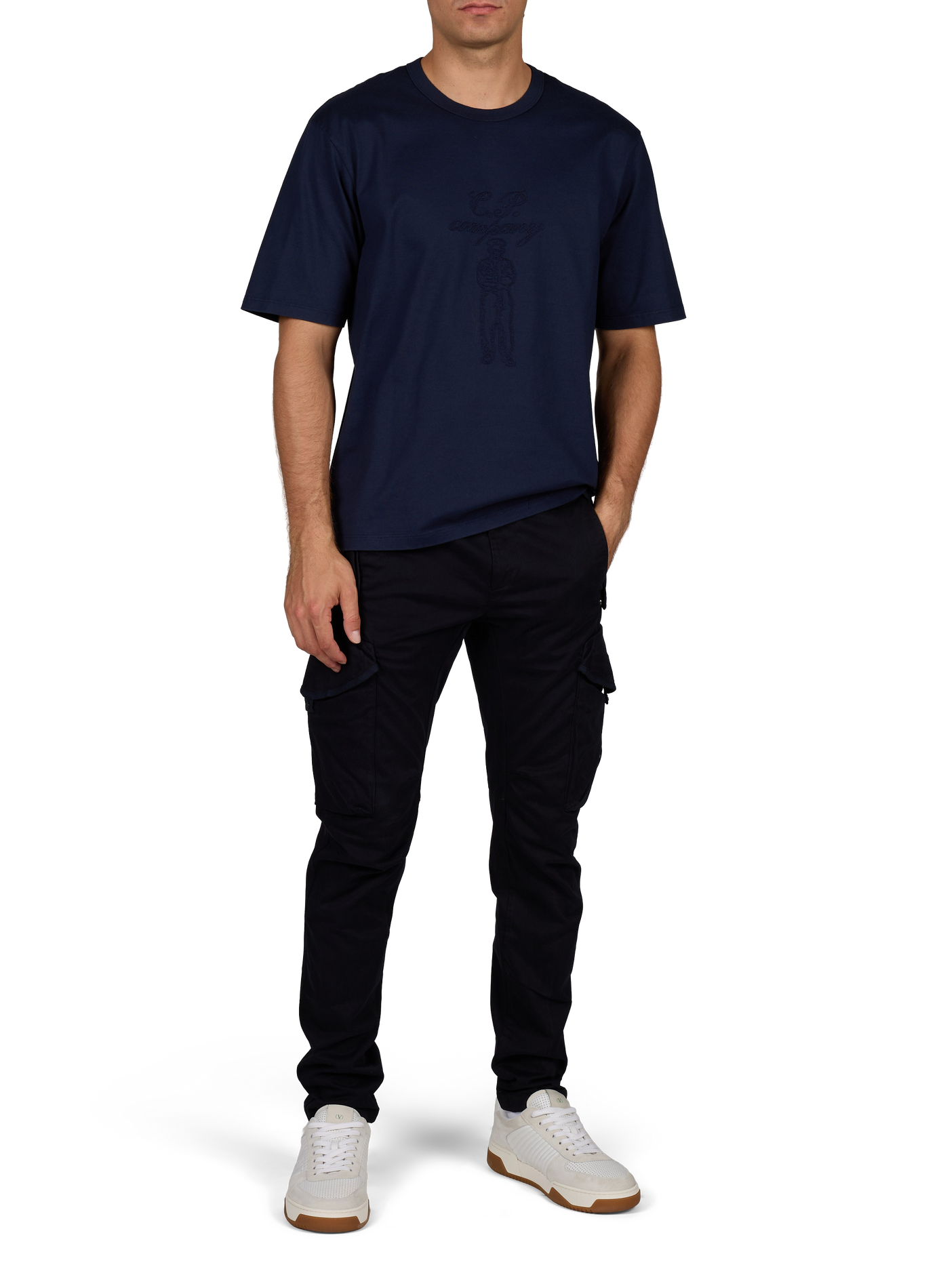 T-shirt met geborduurd logo van katoen CP COMPANY Blauw
