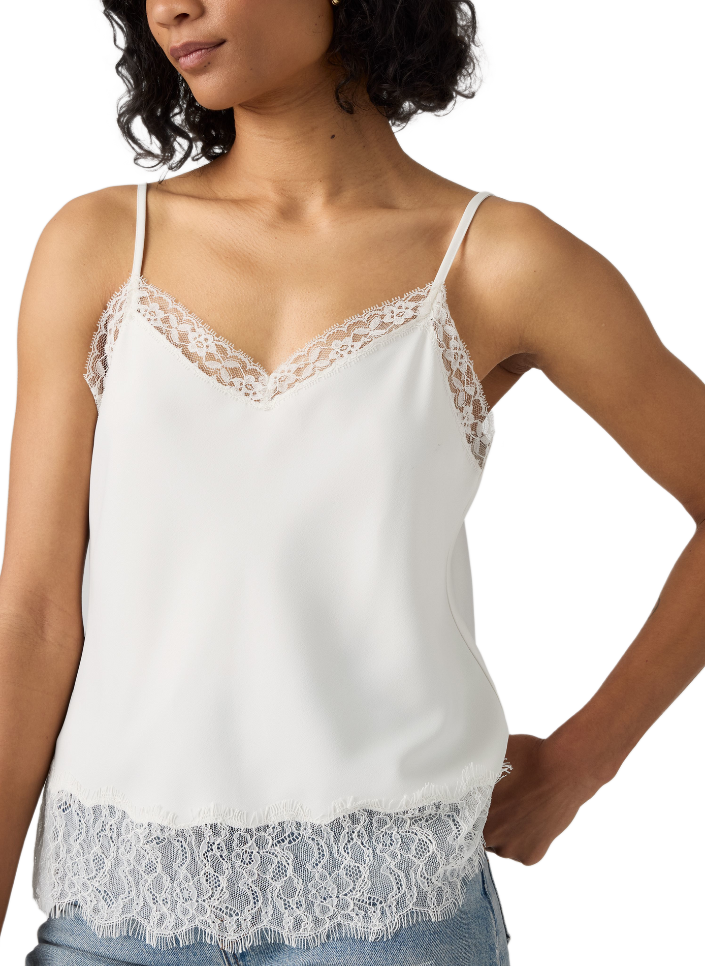 Rechte V-hals camisole met kant LEVI'S Wit