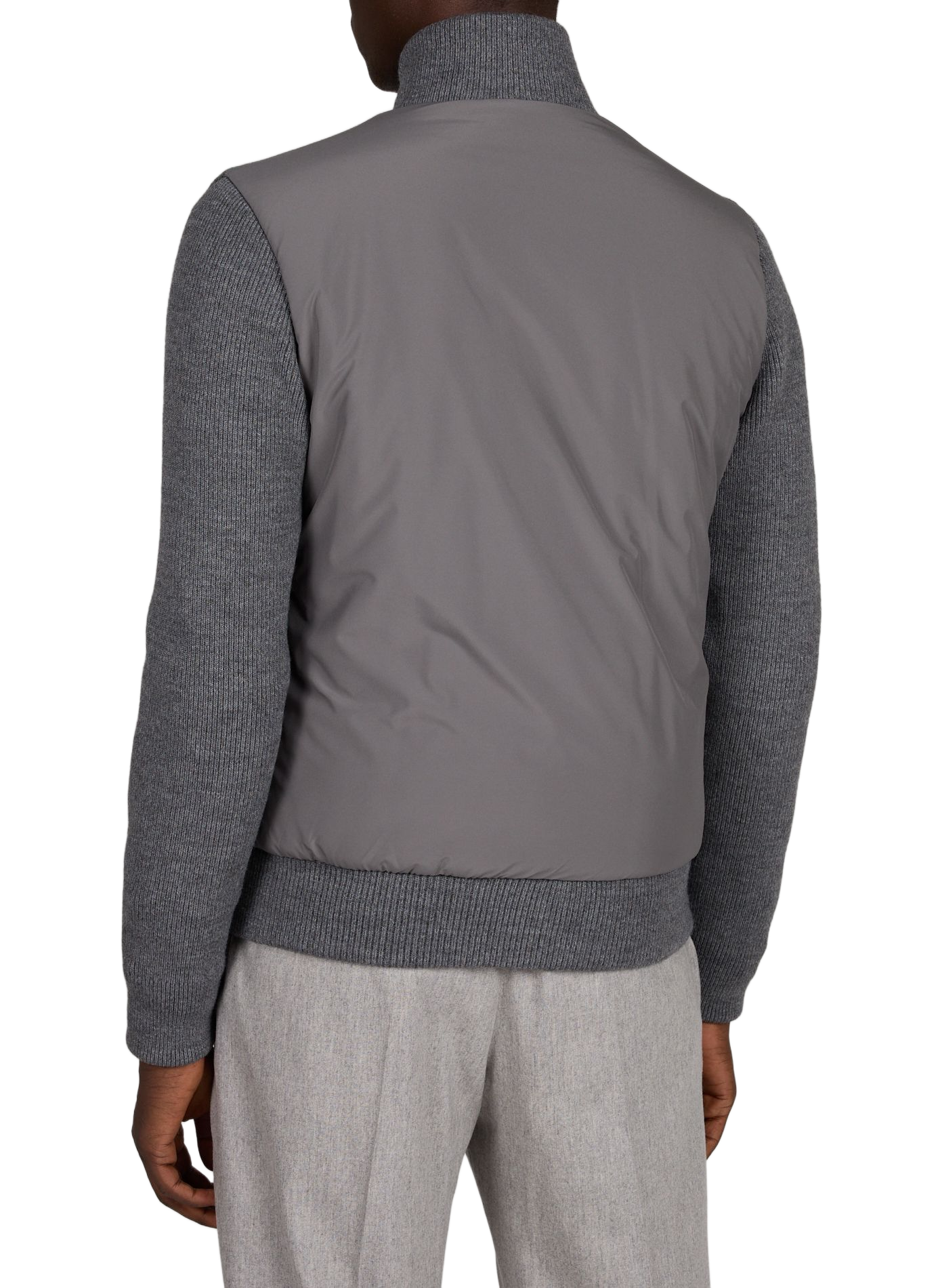 Quilted straight-cut jacket in wool and cashmere. AURELIEN Grey