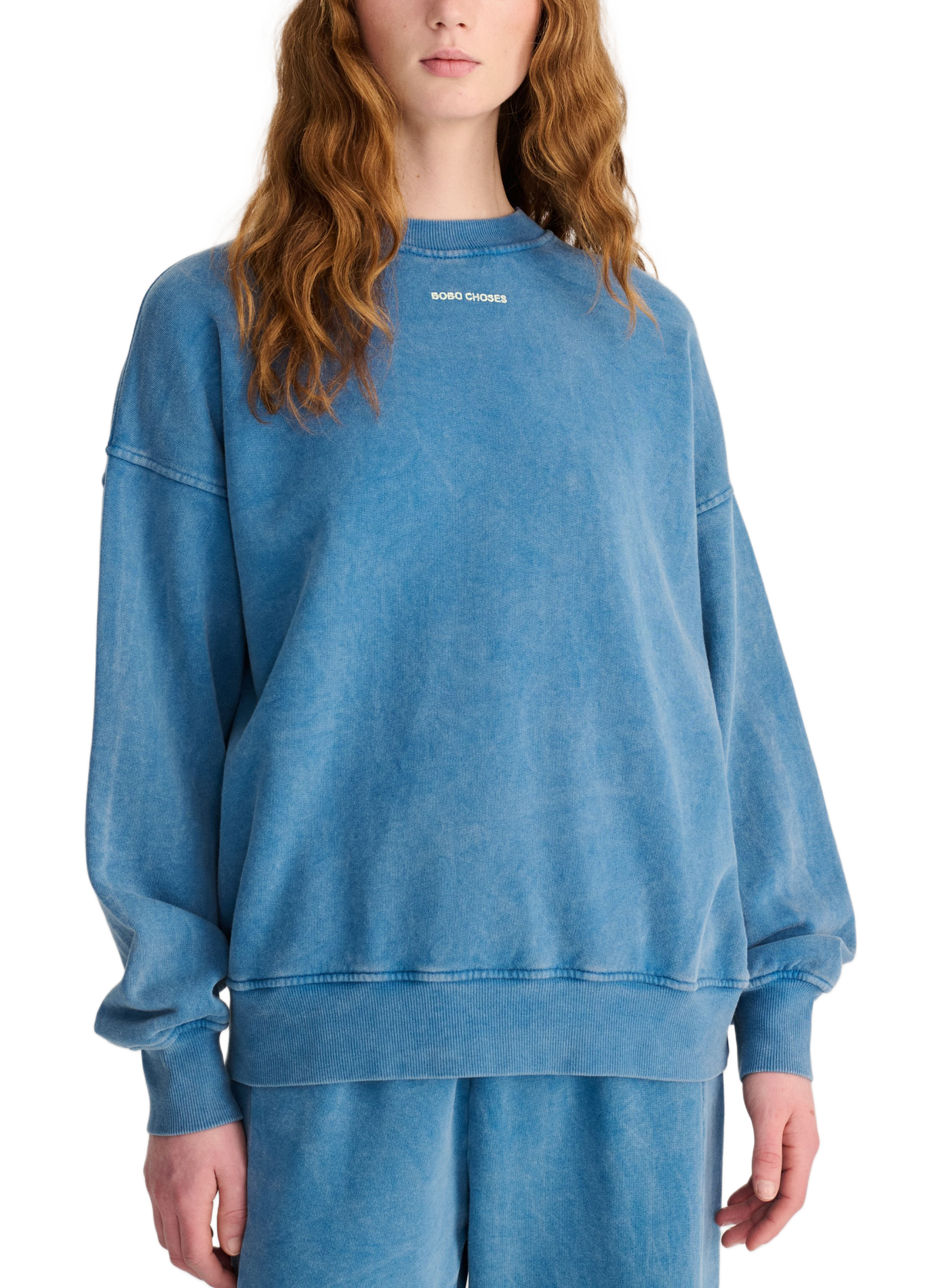 Großer Sweatshirt mit gesticktem Logo aus Baumwolle BOBO CHOSES Blau