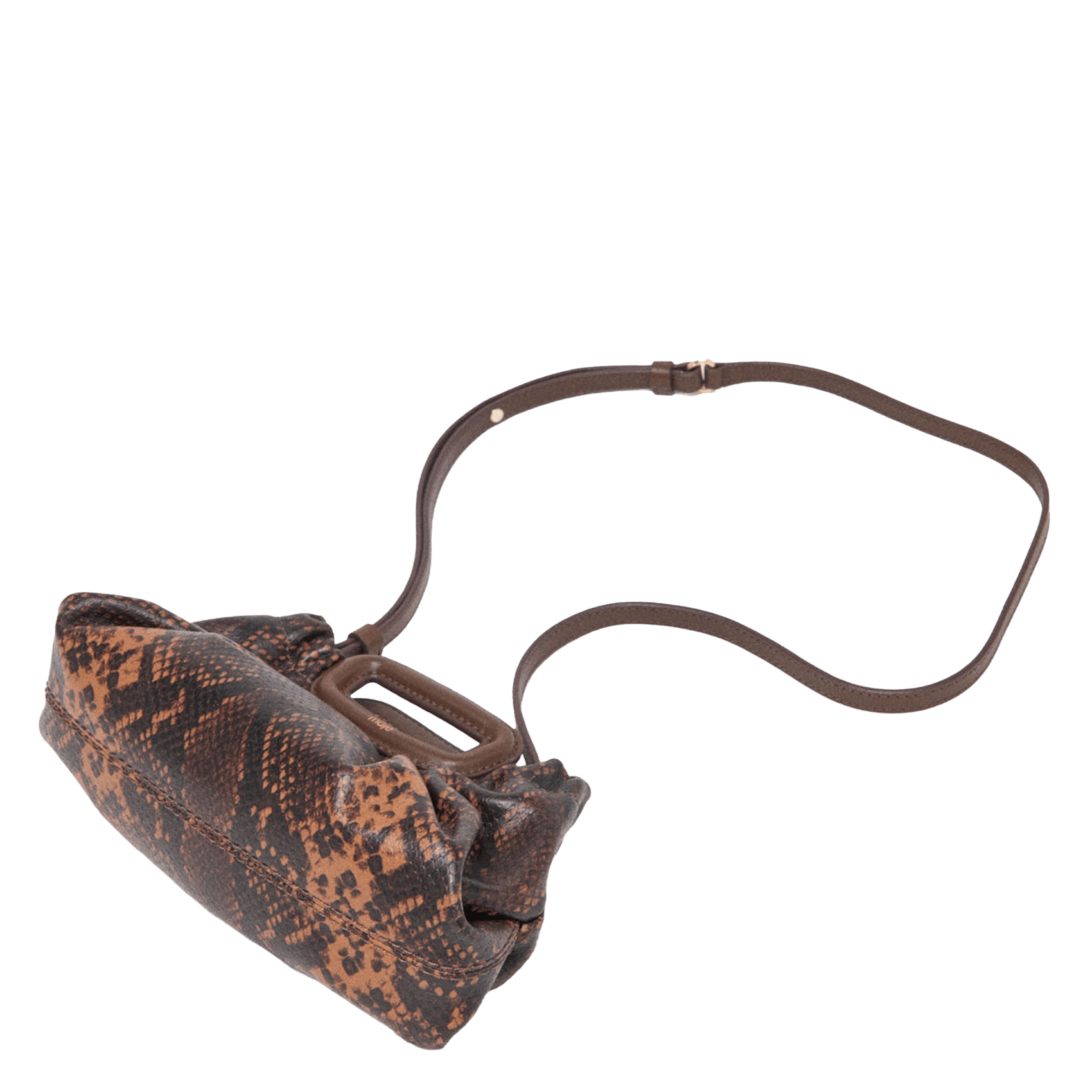Mini clutch en cuir embossé python MAJE Marron