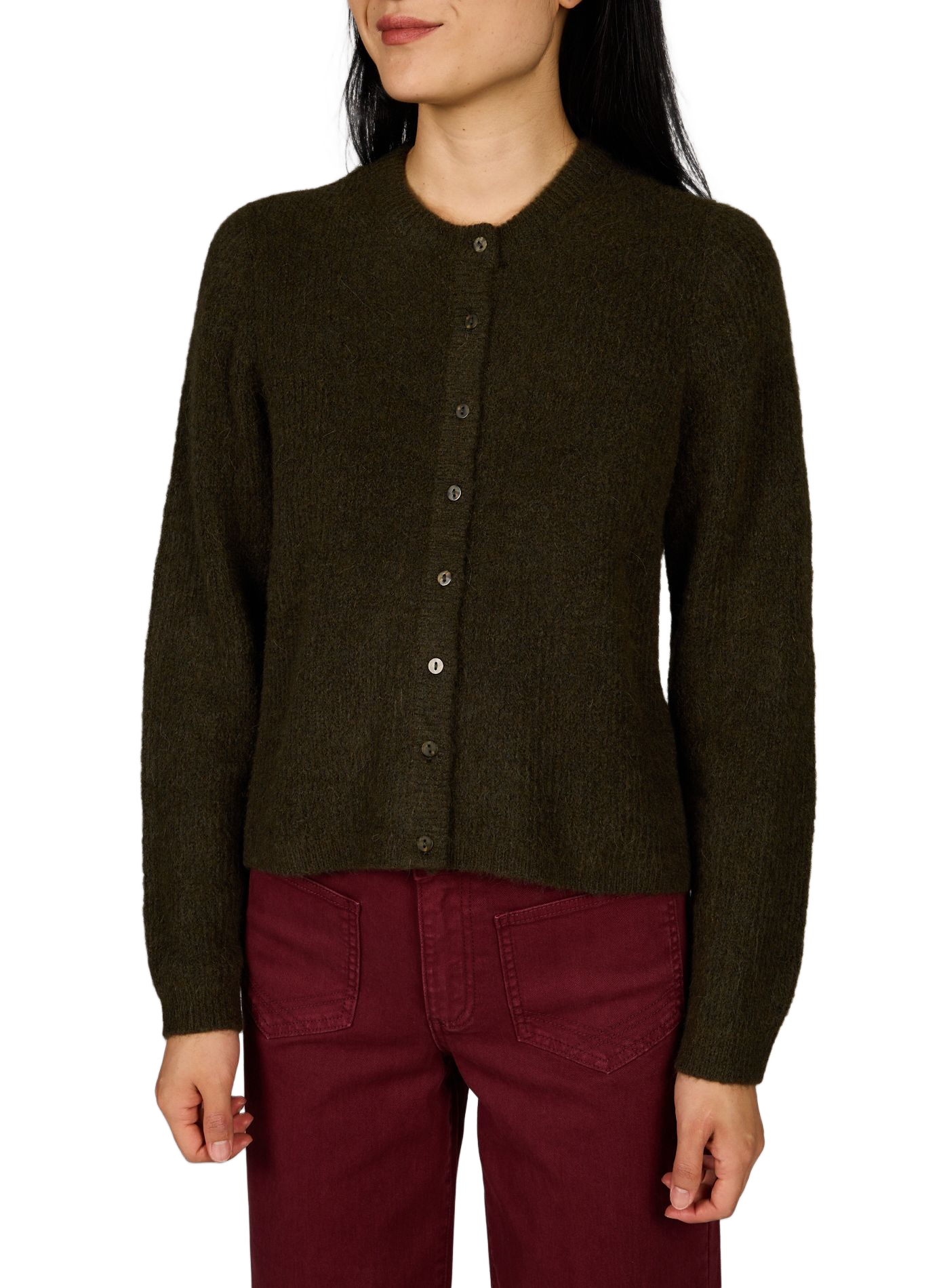 Vilory Rippstrick-Cardigan mit Rundhalsausschnitt VILA Khaki