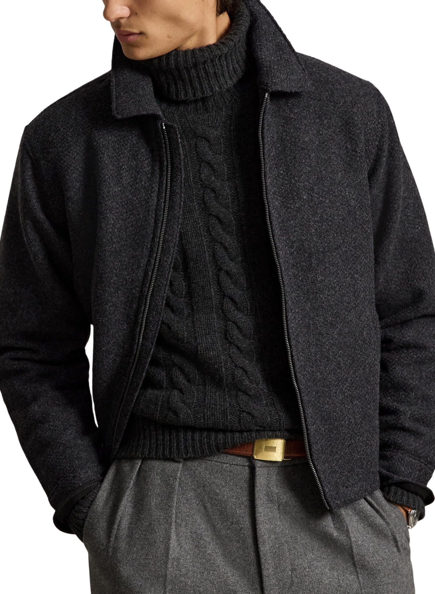 Veste courte zippée en laine  POLO RALPH LAUREN Beige