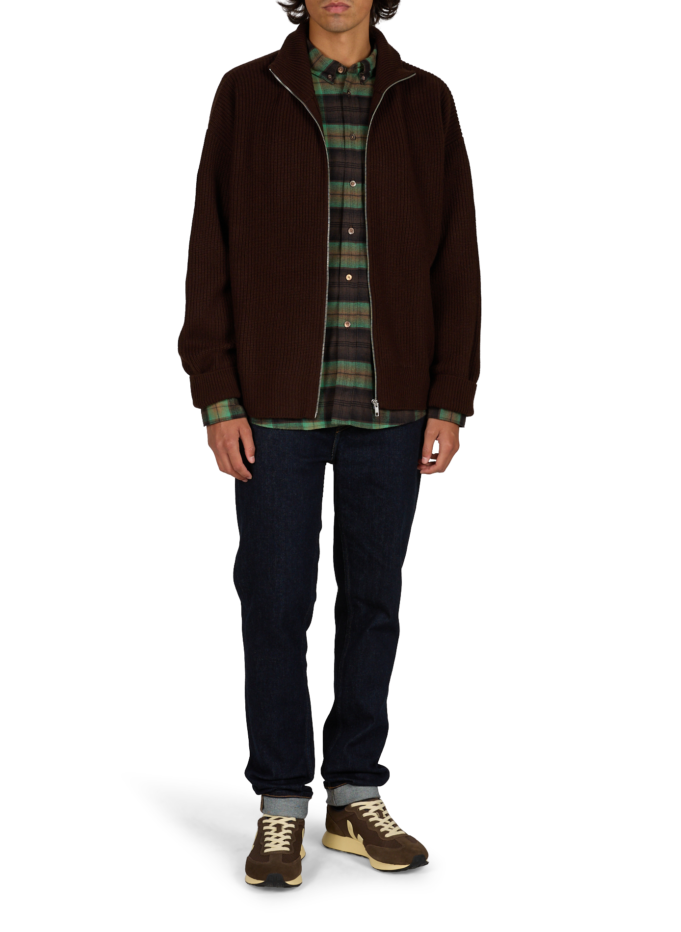 Straight ribbed merino wool ribbed knit sweater BELLEROSE Brown