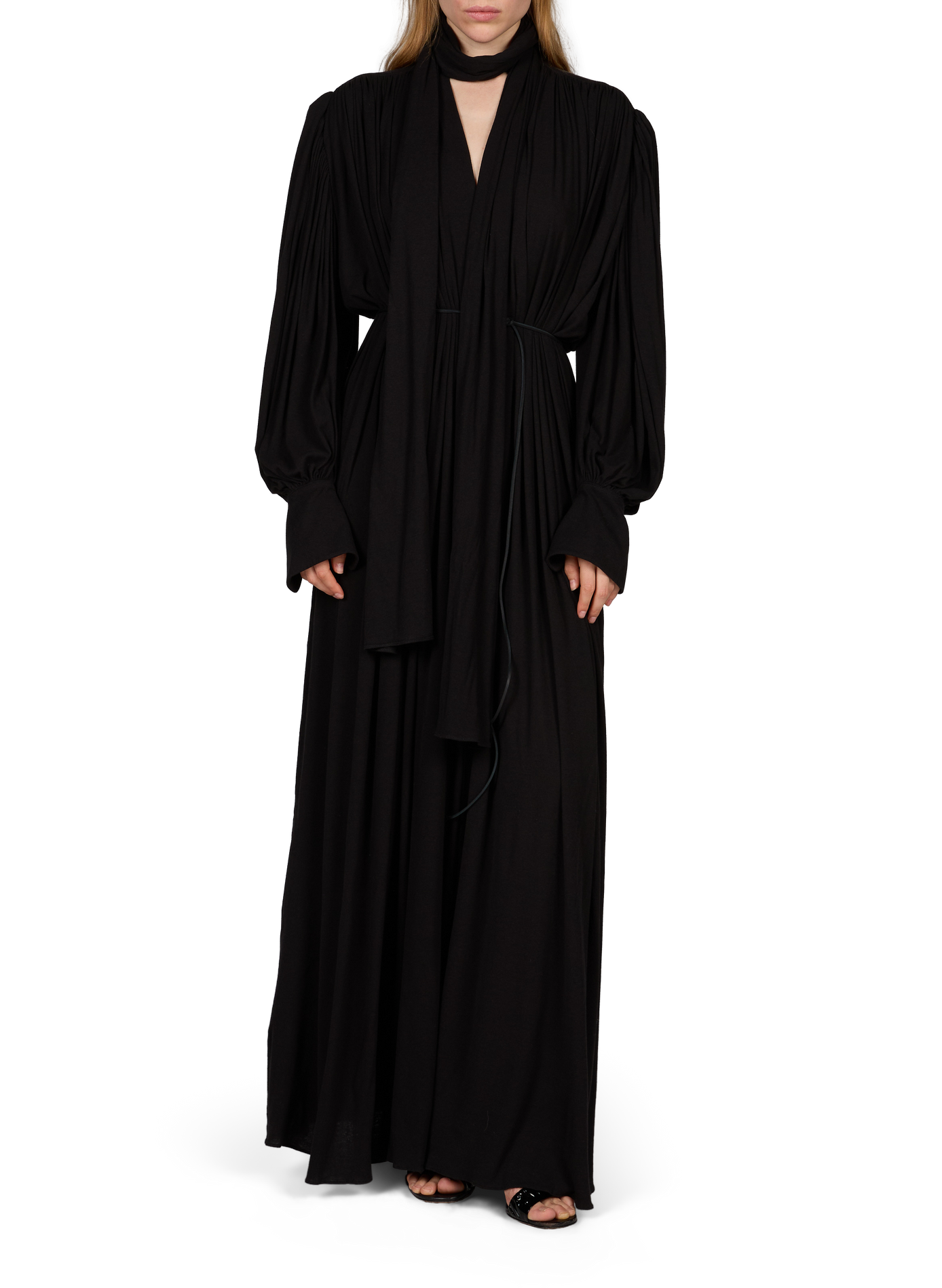 Robe longue fluide en coton mélangé CALVIN KLEIN COLLECTION Noir