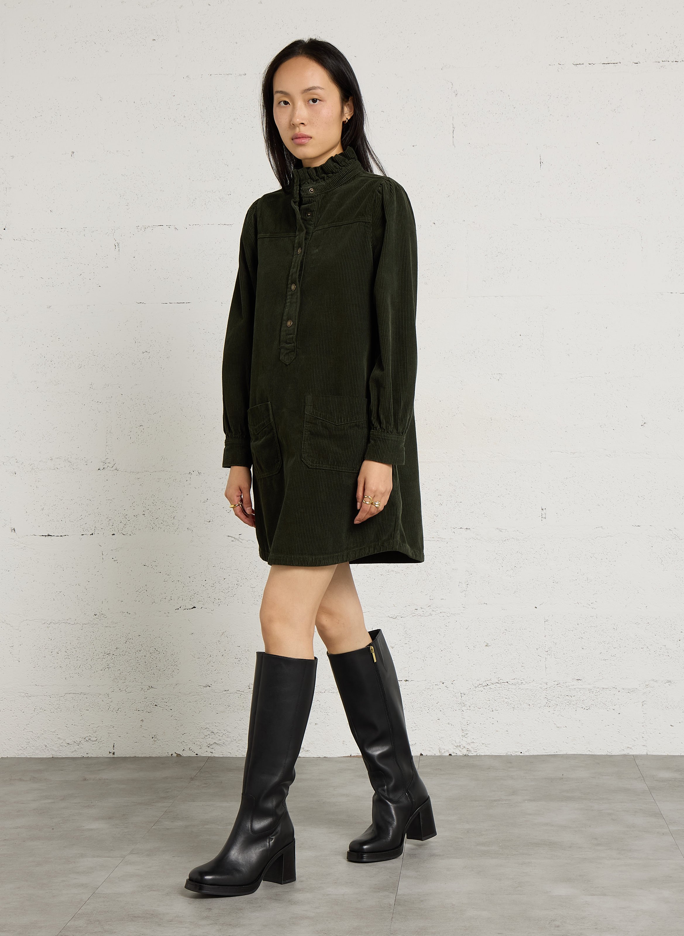 Robe droite côtelée en coton blake MAISON 123 Vert