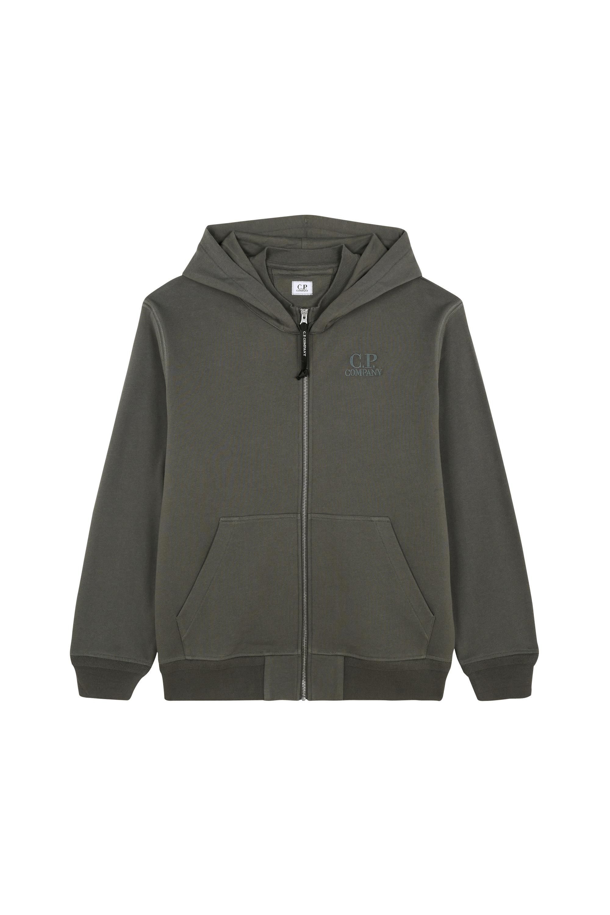 Hoodie zippé diagonal raised fleece zip hooded sweatshirt CP COMPANY Kaki