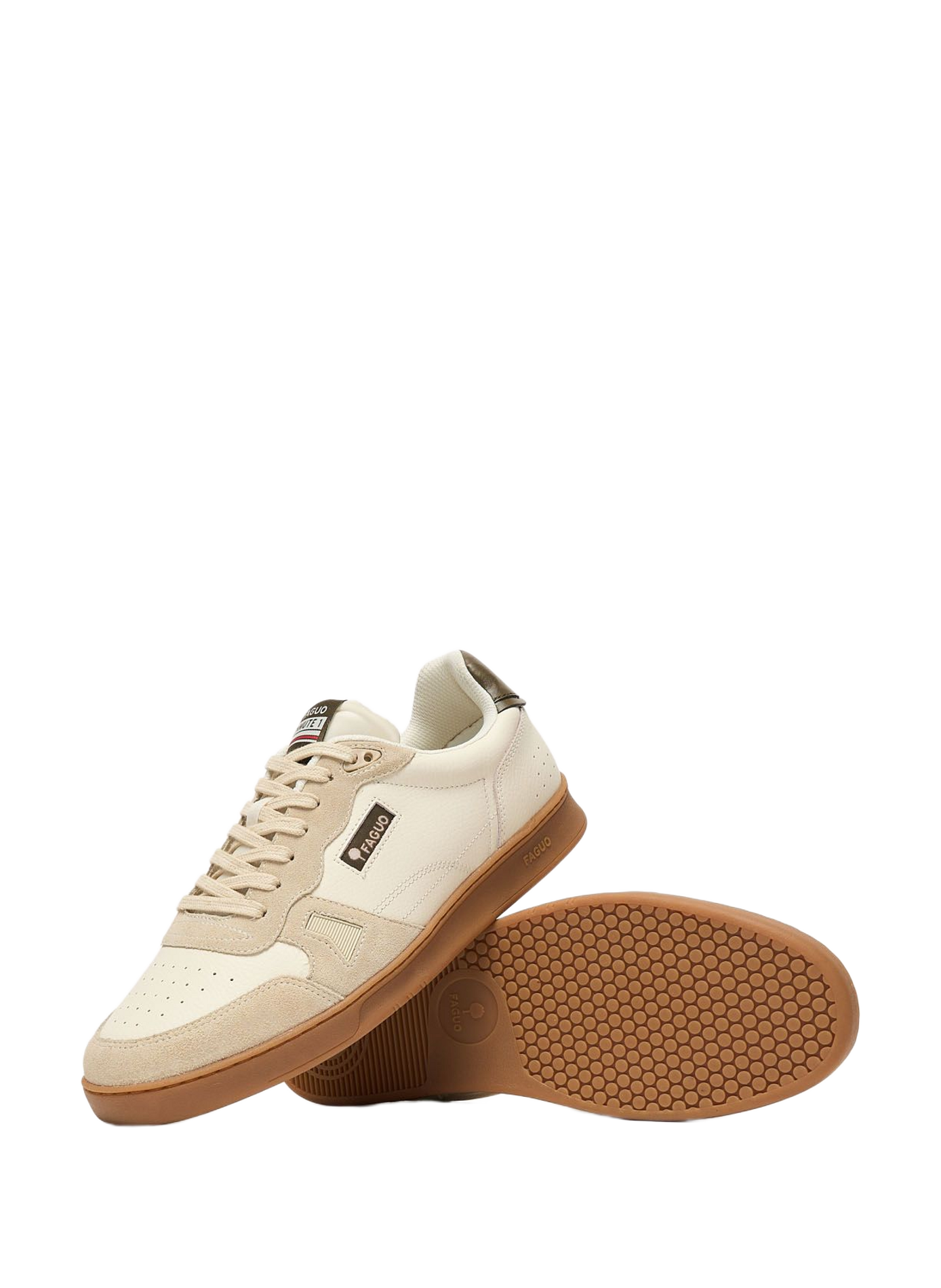Mixed leather sneakers FAGUO Beige