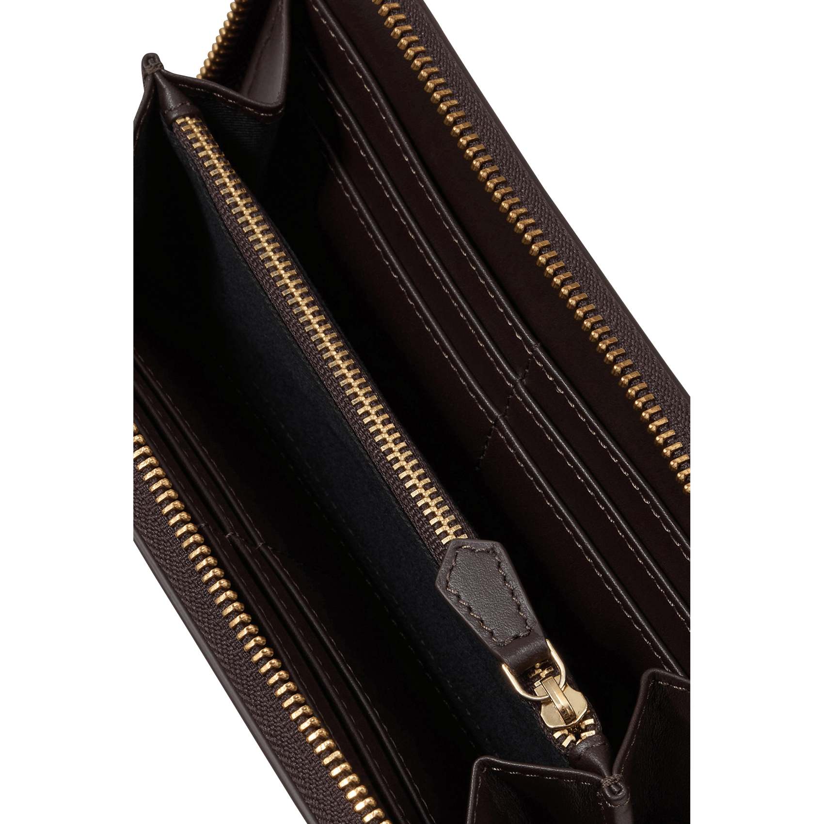 Portefeuille zippé uni en cuir bifold BA&SH Marron