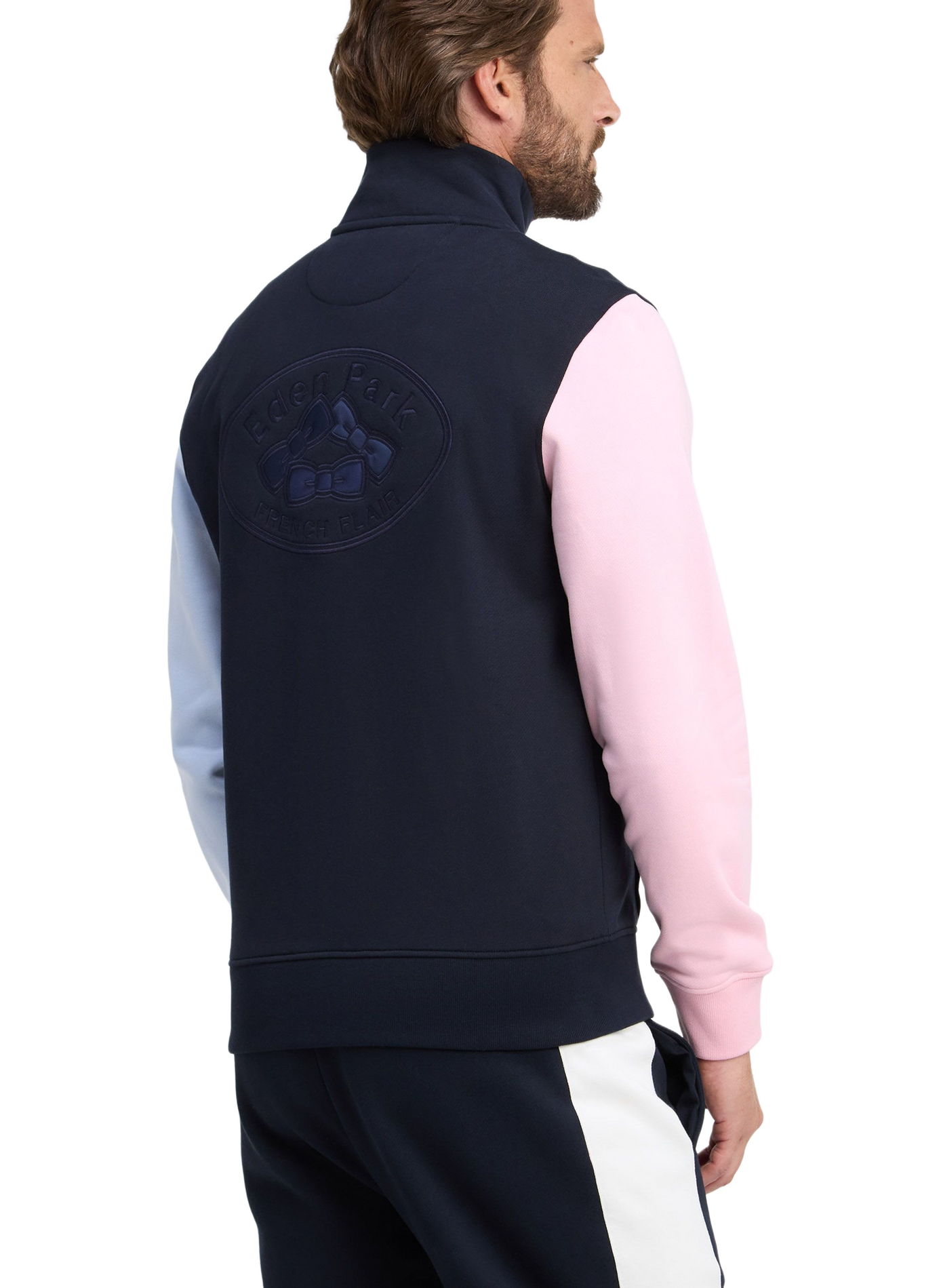 Gerade geschnittenes Sweatshirt mit Troyerkragen aus Baumwolle EDEN PARK Blau