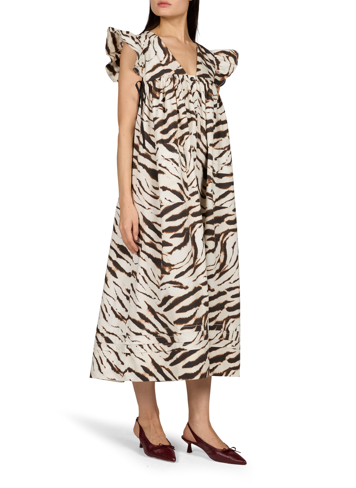 Print Cotton Midi Dress GANNI Multicolour