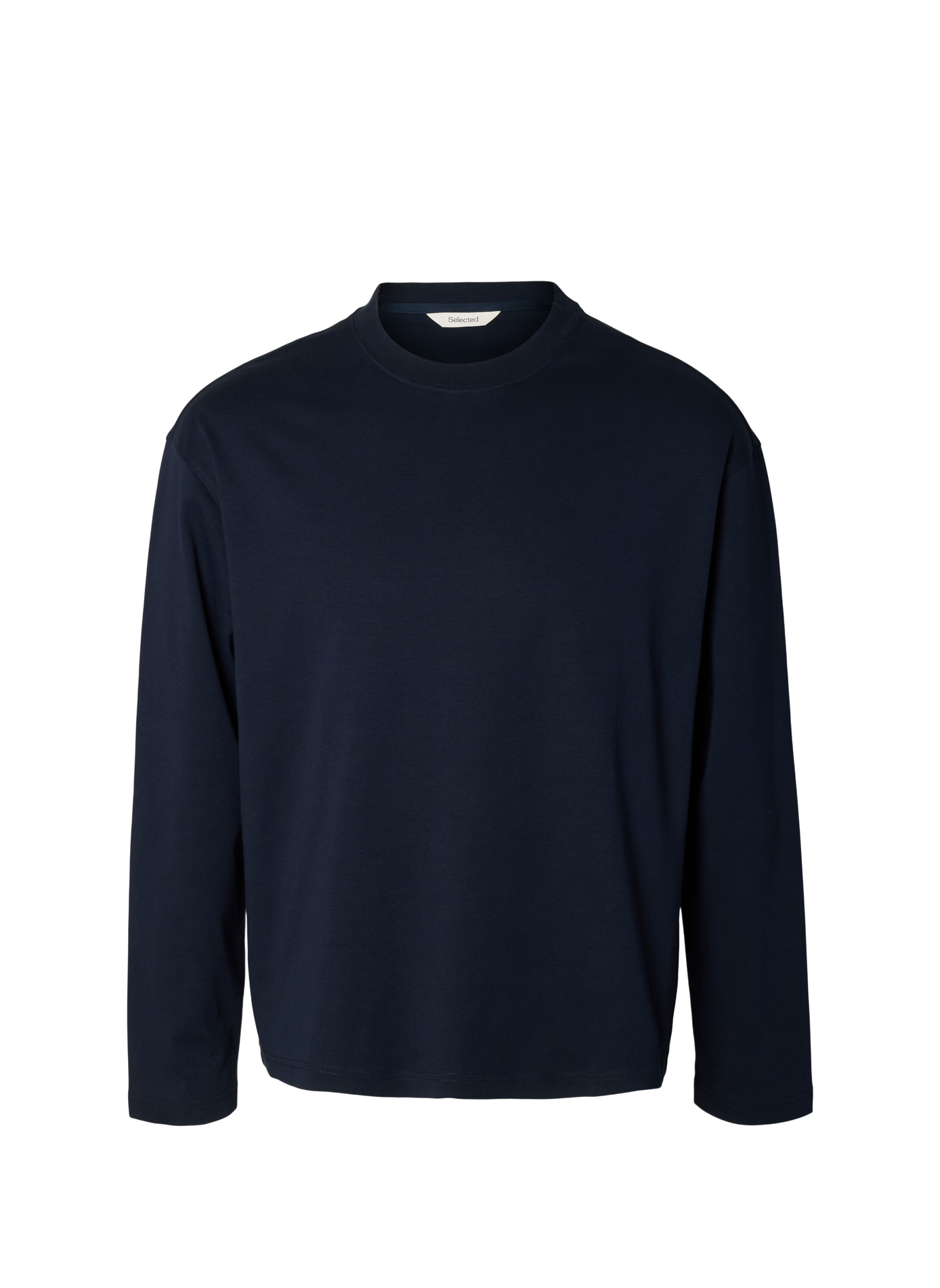 Gerader Rundhals-T-Shirt aus Baumwolle SELECTED Blau