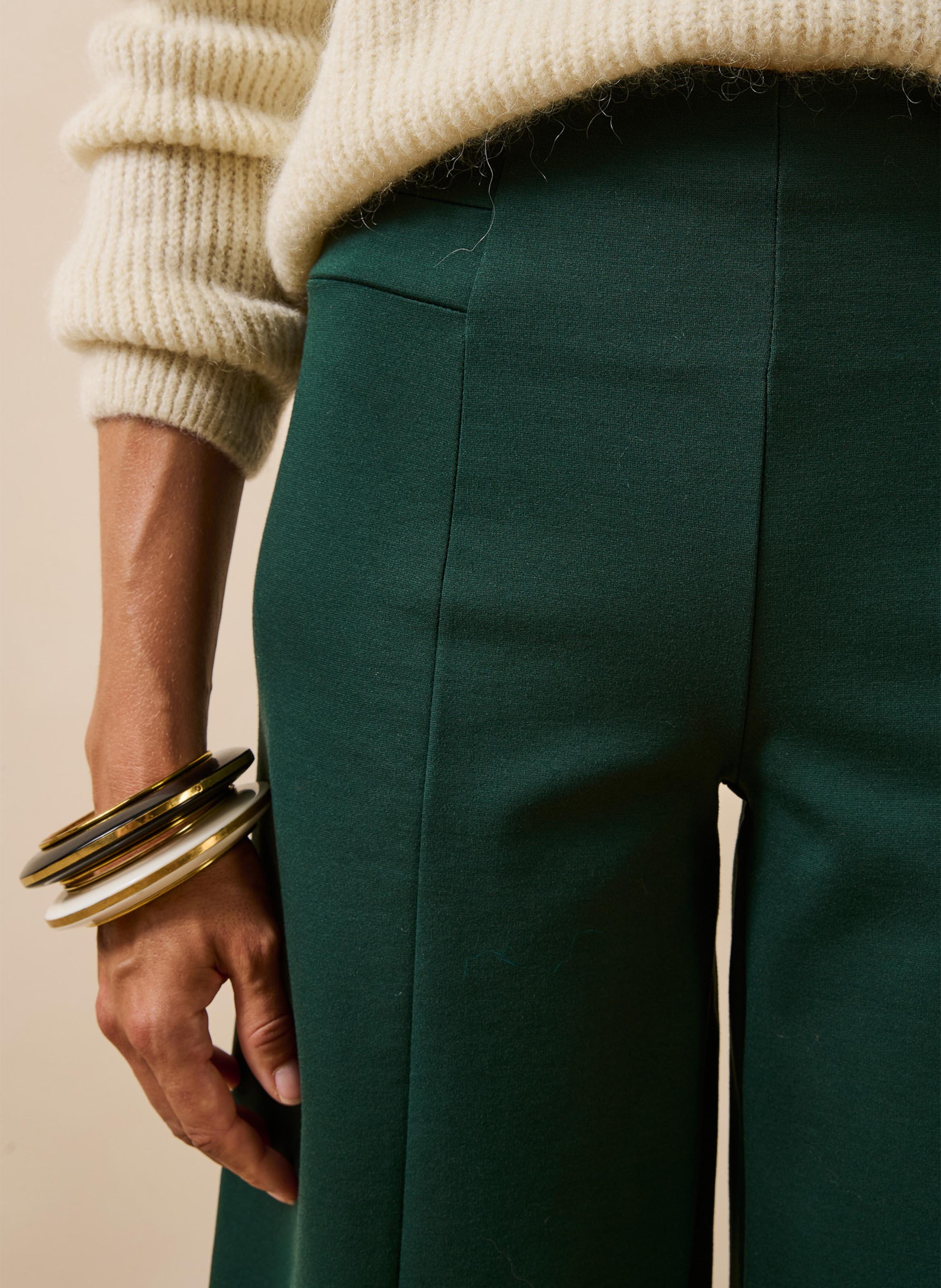 Wijde cropped broek LA FEE MARABOUTEE Groen