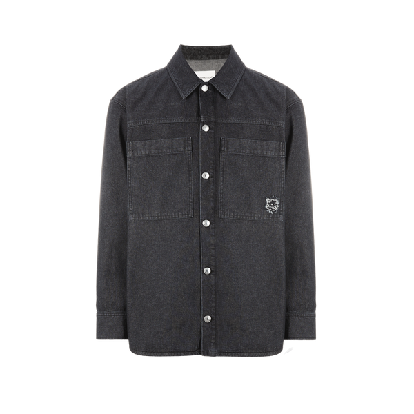Maison Kitsuné Denim Jacket With Logo On The Back In Grey