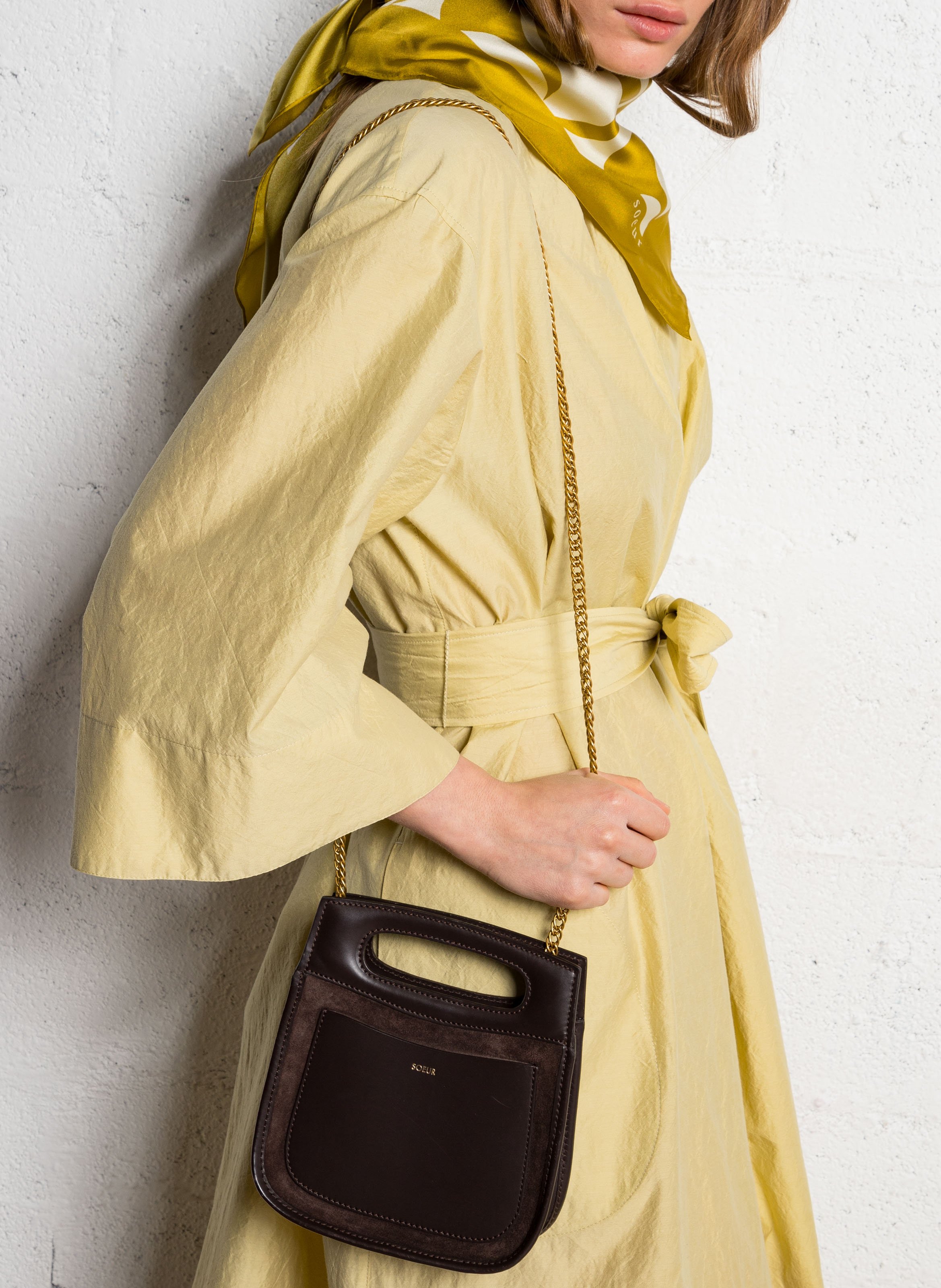 Sac bandoulière en cuir cheri mini SOEUR Marron