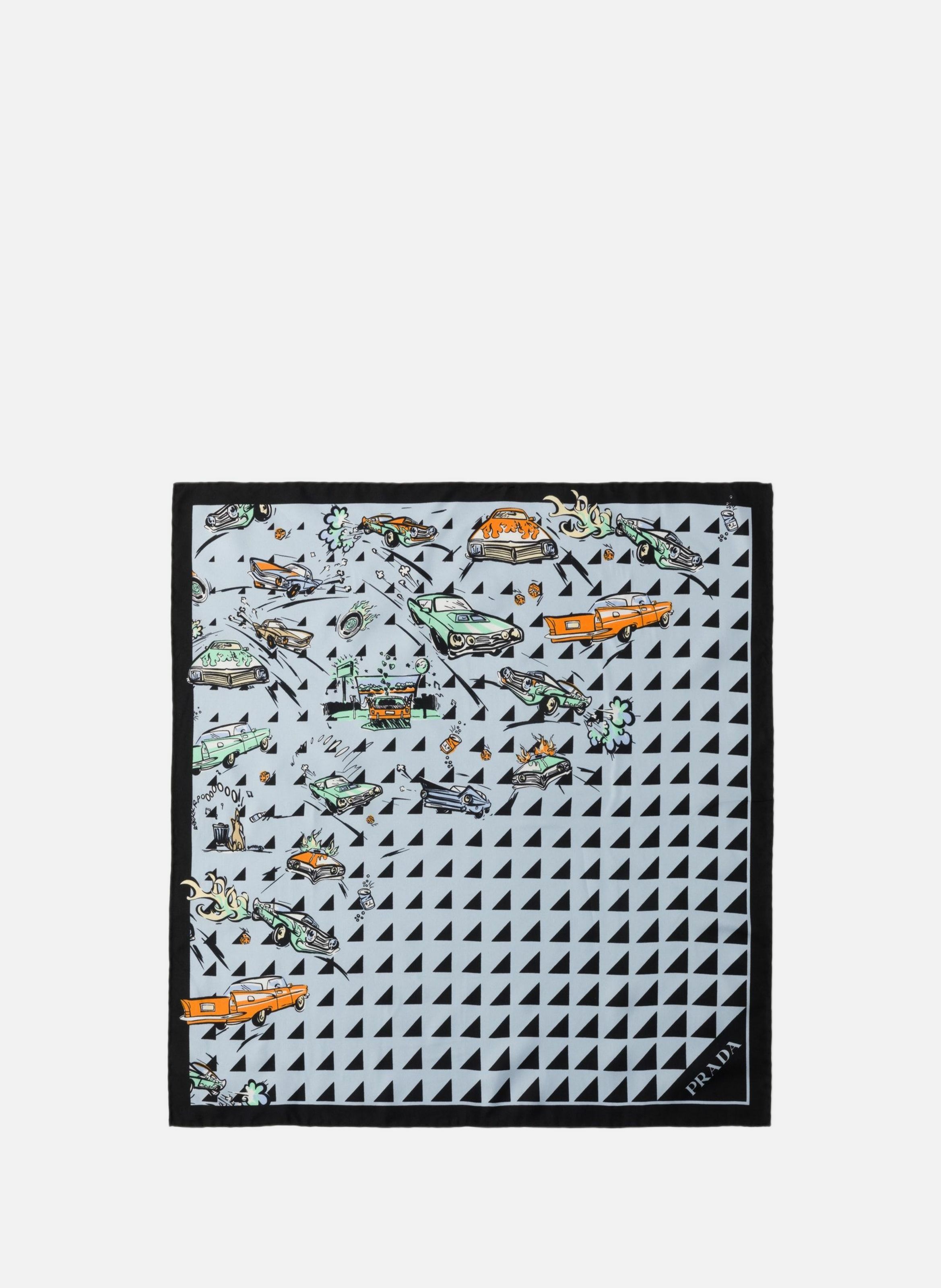 Foulard en sergé de soie imprimé 55 Noir