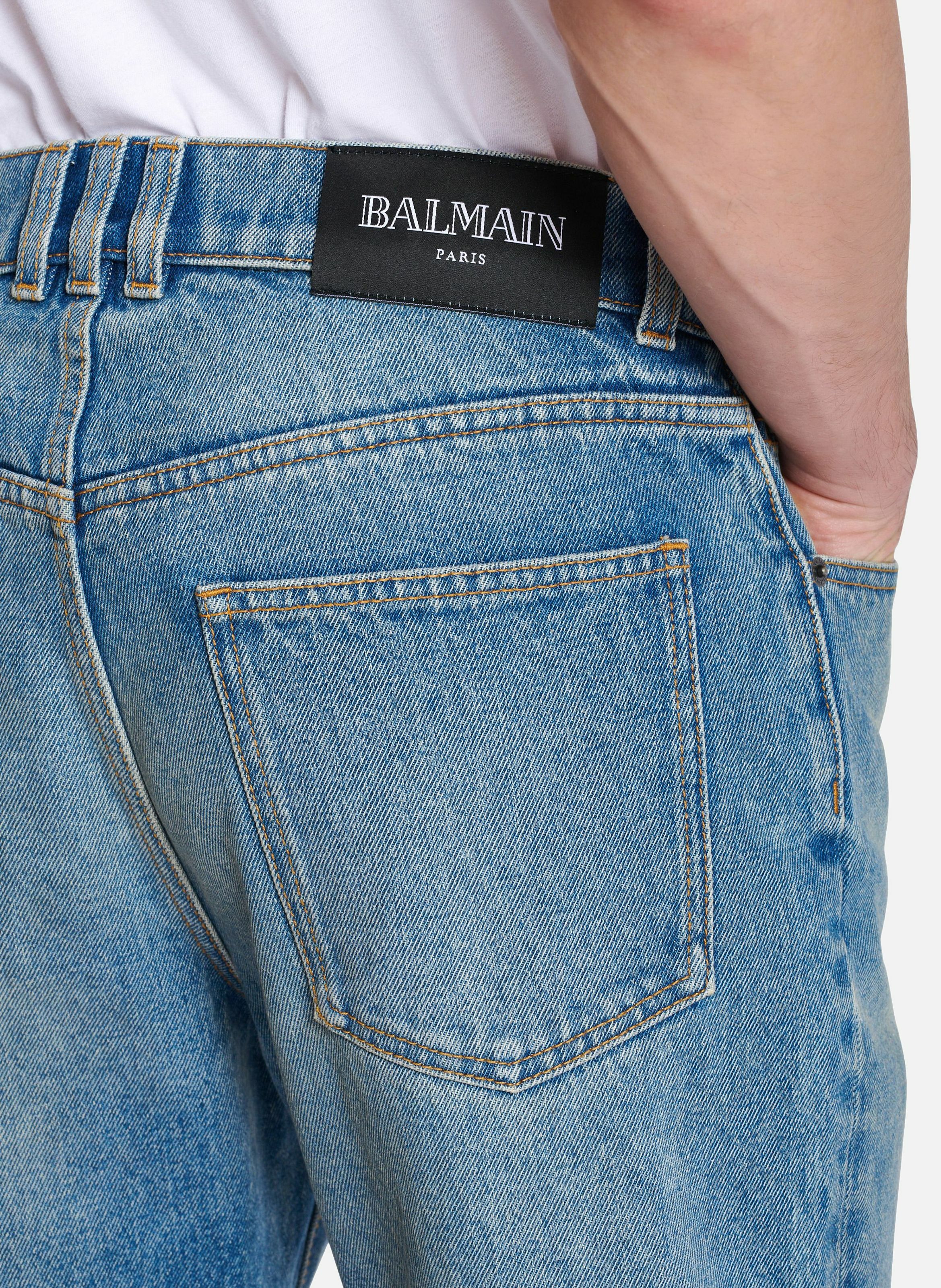 Jean regular en denim BALMAIN Bleu