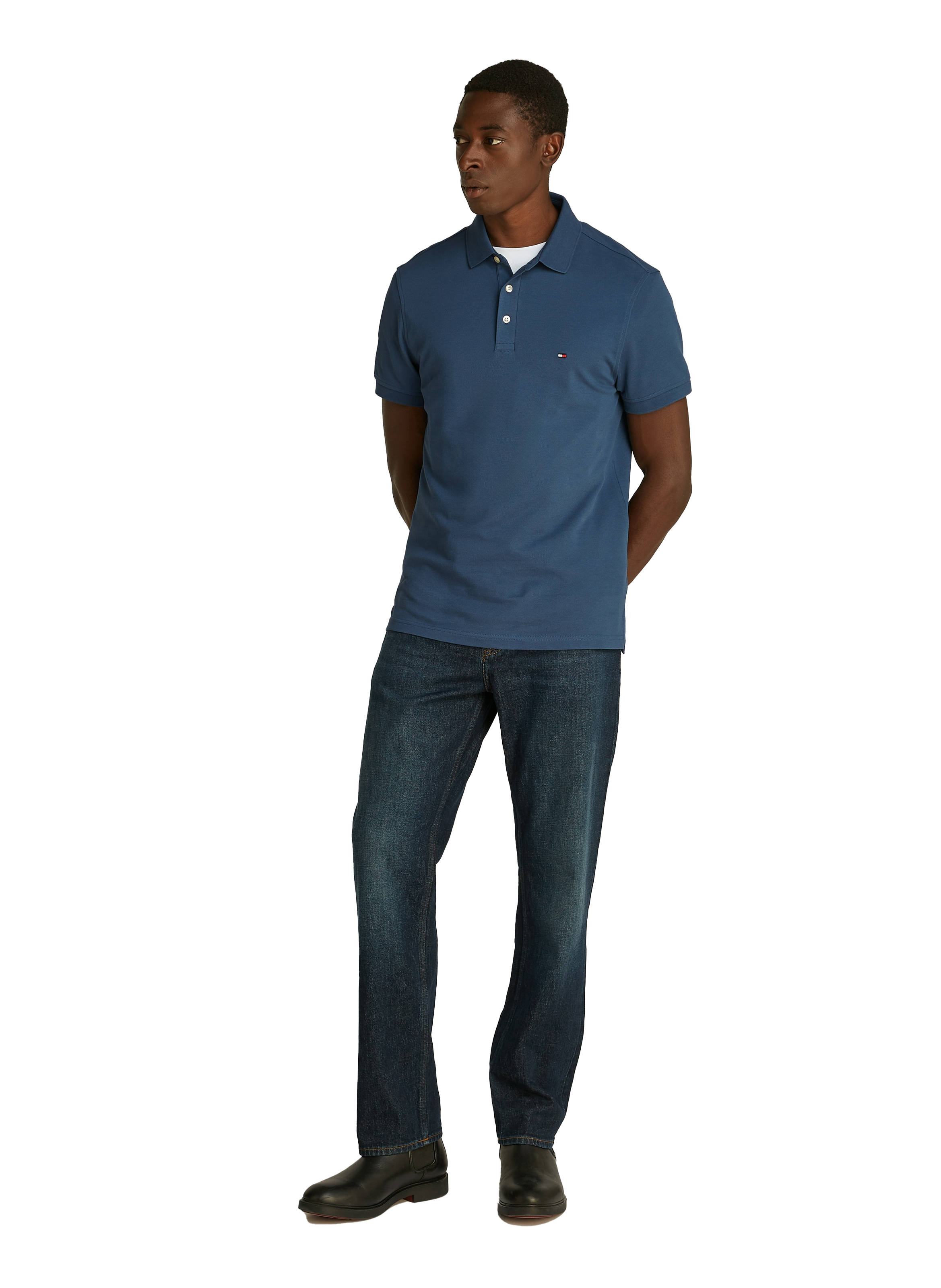 Organic cotton piqué slim-fit polo shirt TOMMY HILFIGER Blue