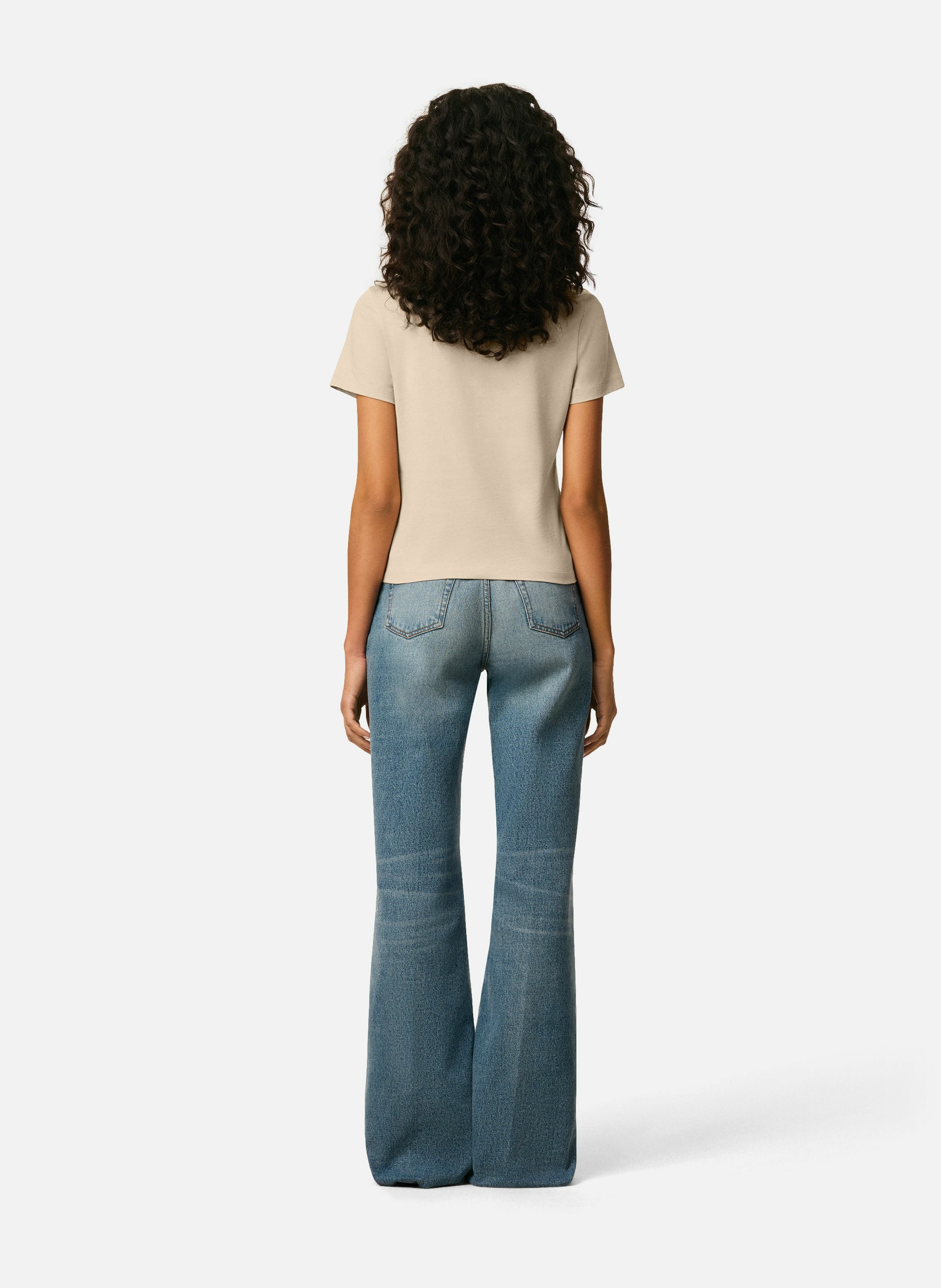 T-shirt Ami De Coeur Croppé En Coton Beige