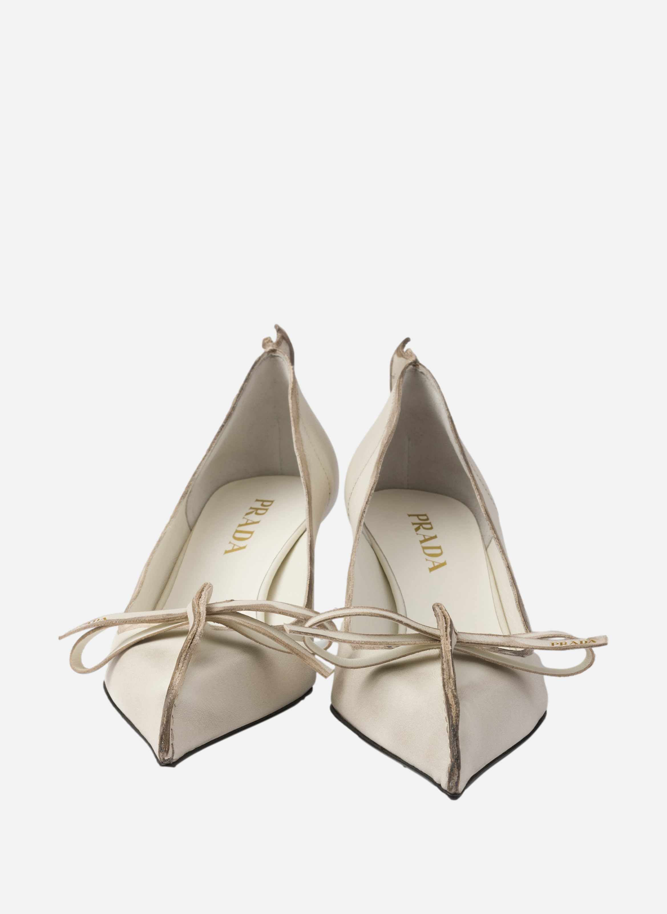 Escarpins en cuir vieilli PRADA Beige