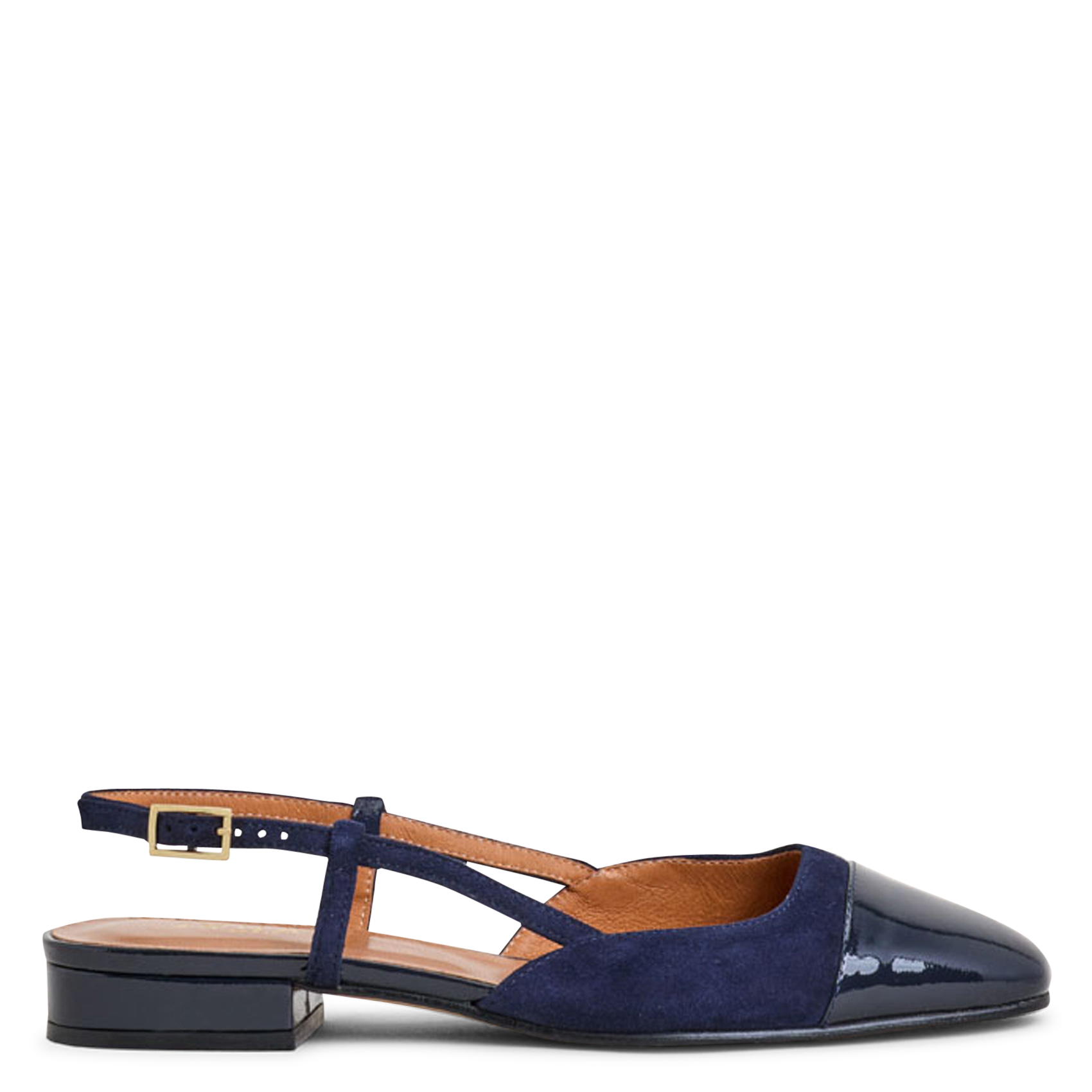 Ballerines en cuir bi-matière dhapou JONAK Bleu