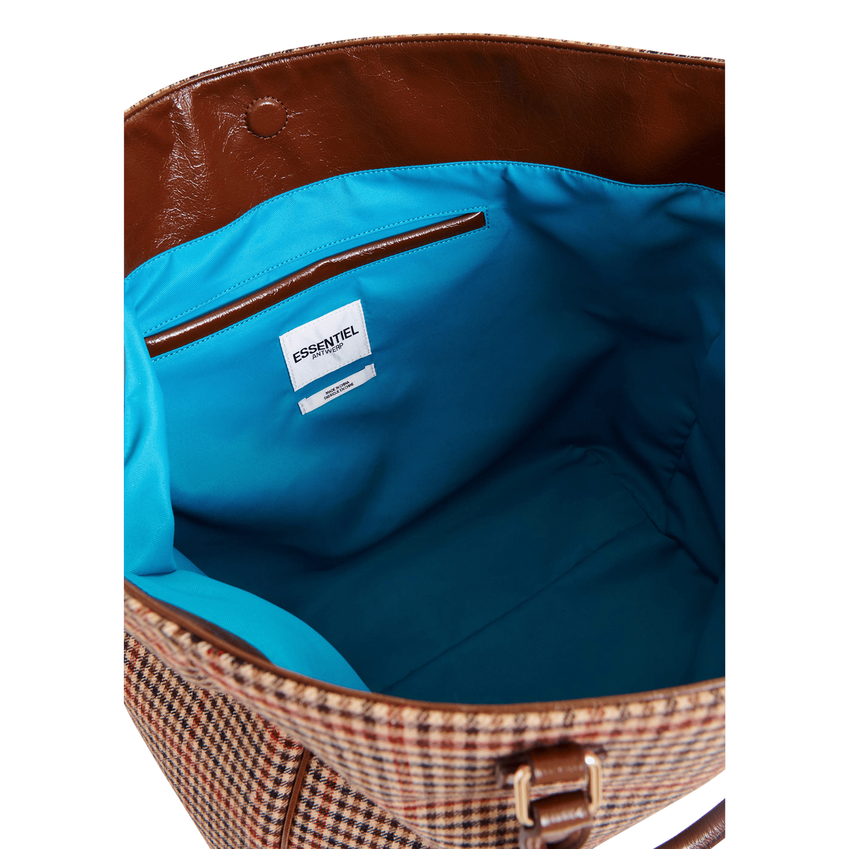 Cabas à carreauc Inbox ESSENTIEL ANTWERP Marron