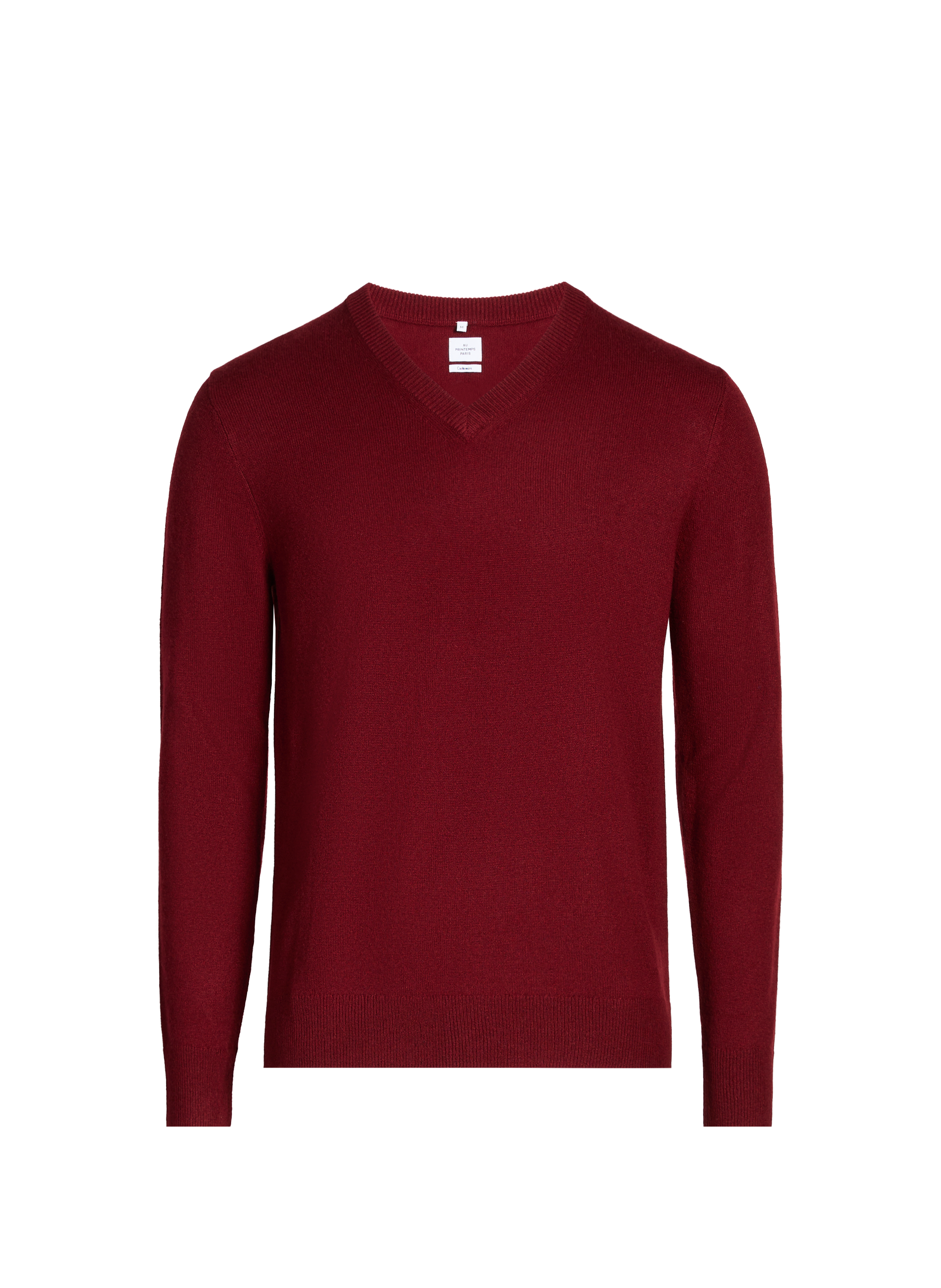Pull col V en cachemire AU PRINTEMPS PARIS Rouge