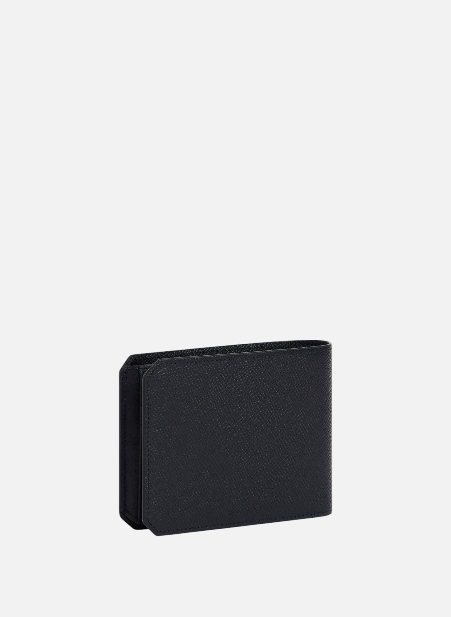 Portefeuille horizontal 2 volets gaston en cuir grain croisé LE TANNEUR Noir