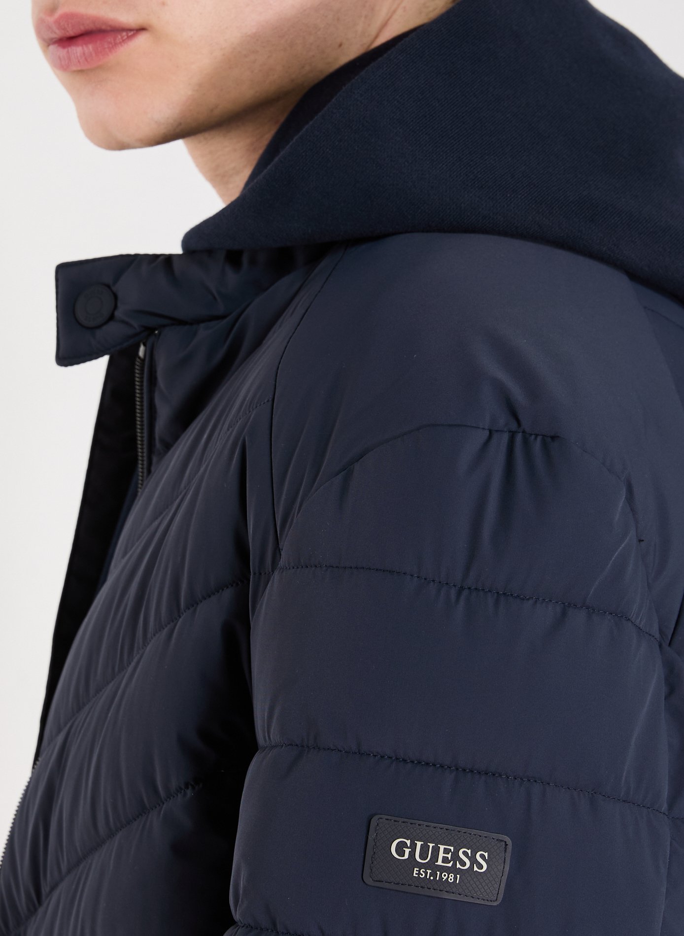Quilted straight down jacket GUESS Blue