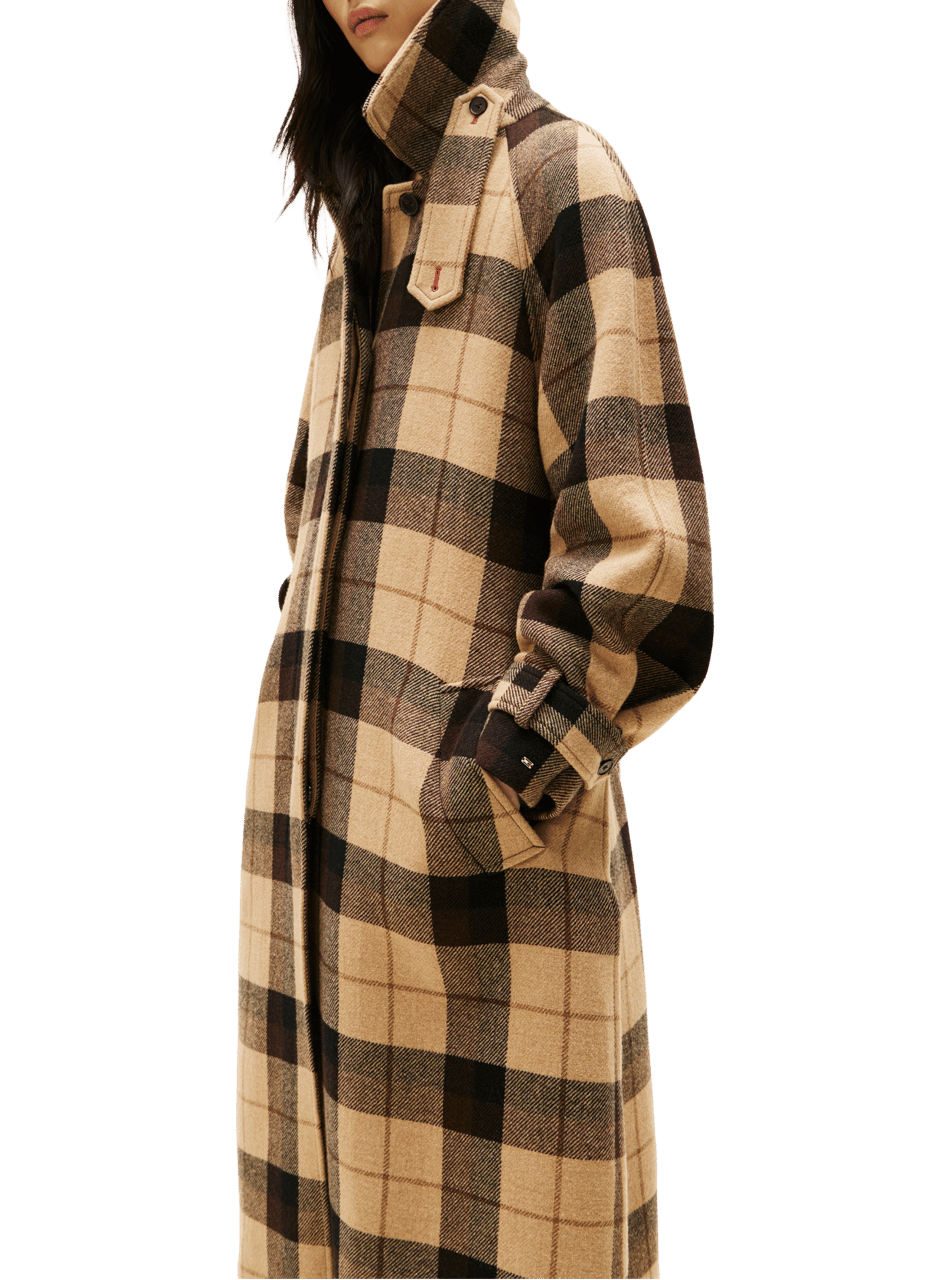 Manteau oversize ceinturé en laine à carreaux TOMMY HILFIGER Multicolore