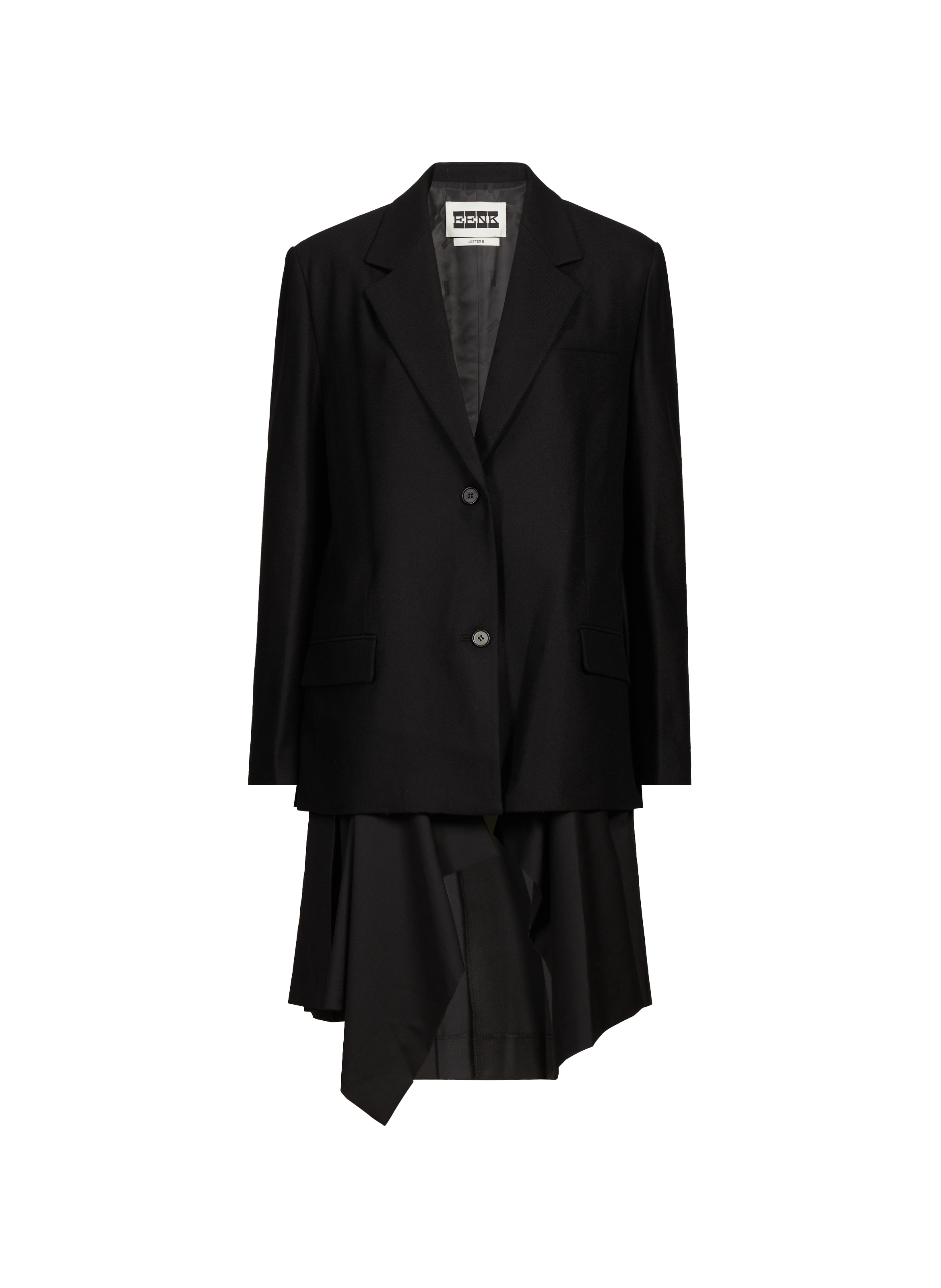 EENK Manteau transformable à jupe en laine mélangée Noir