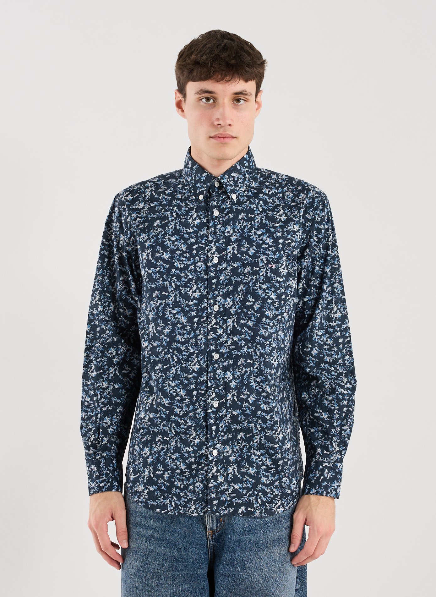 EDEN PARK Cotton patterned shirt Blue