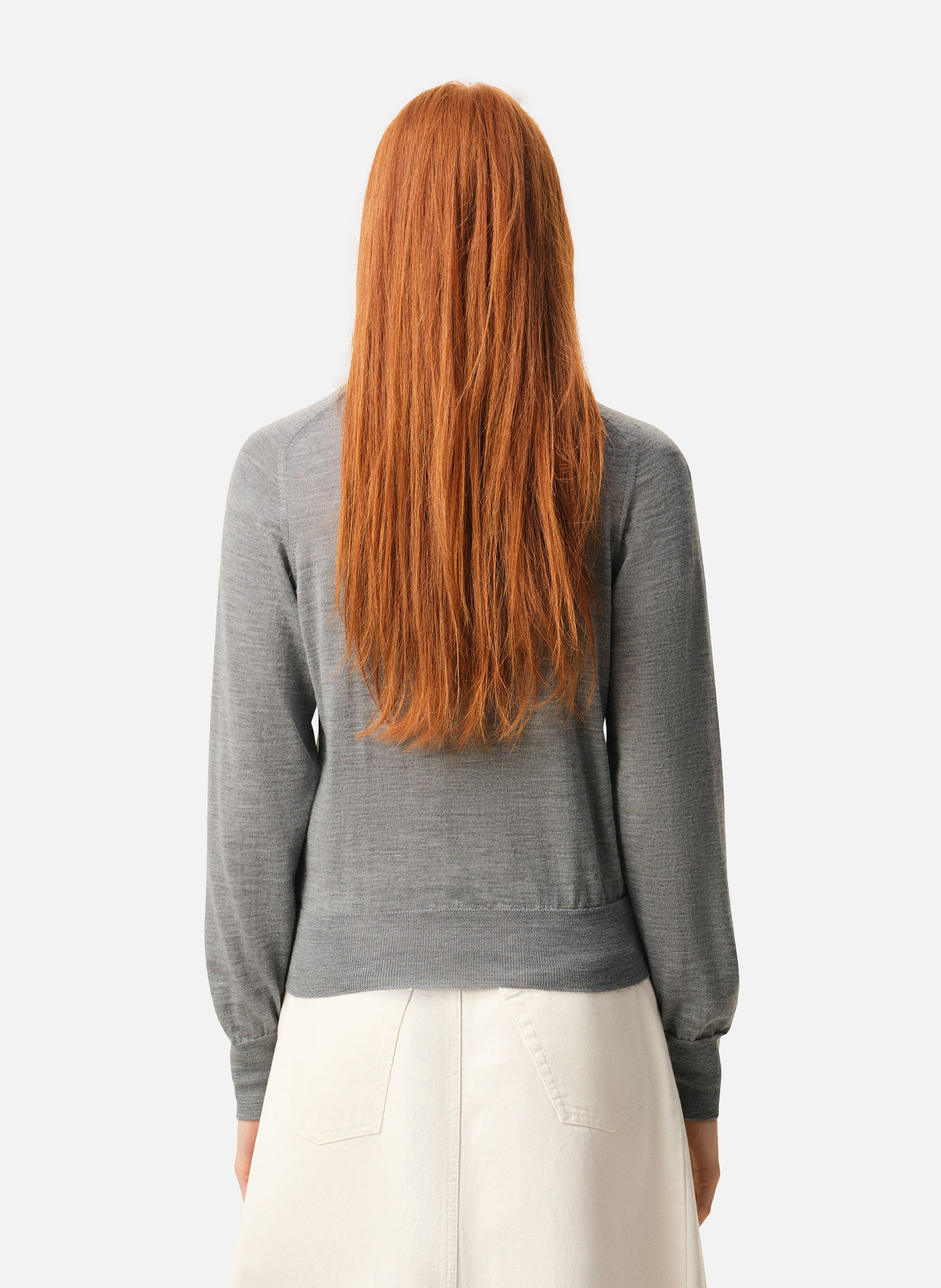 Cardigan col rond avec ami de coeur en laine AMI PARIS Gris