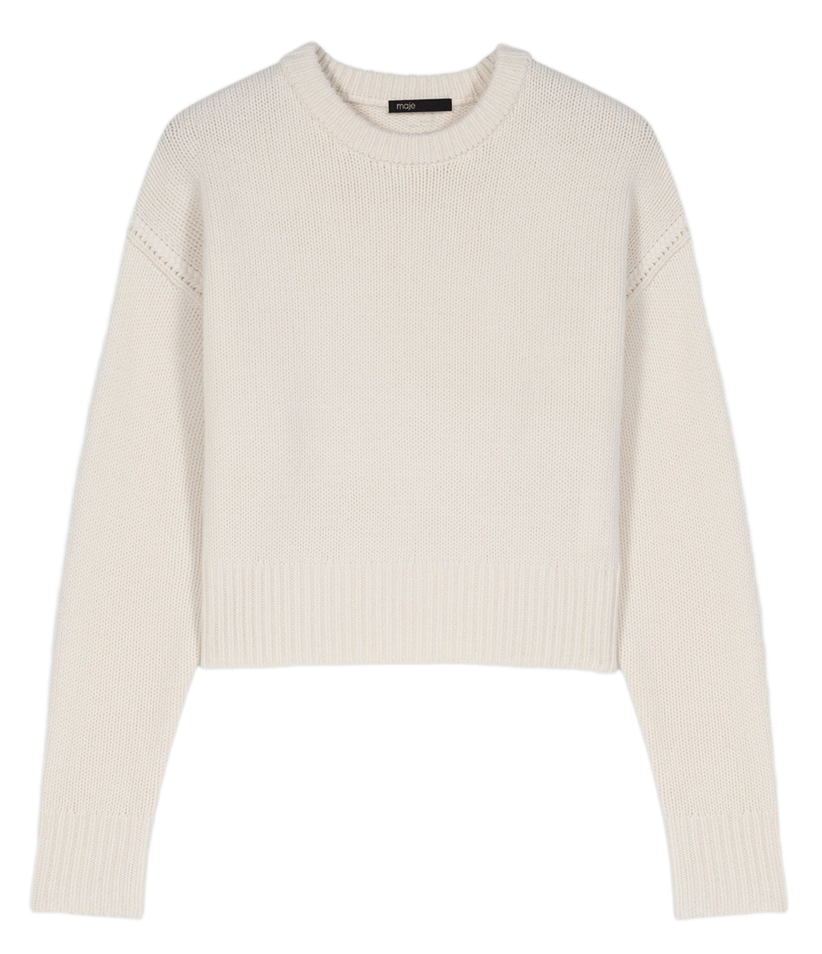 Pull ample à broche en laine et cachemire MAJE Beige