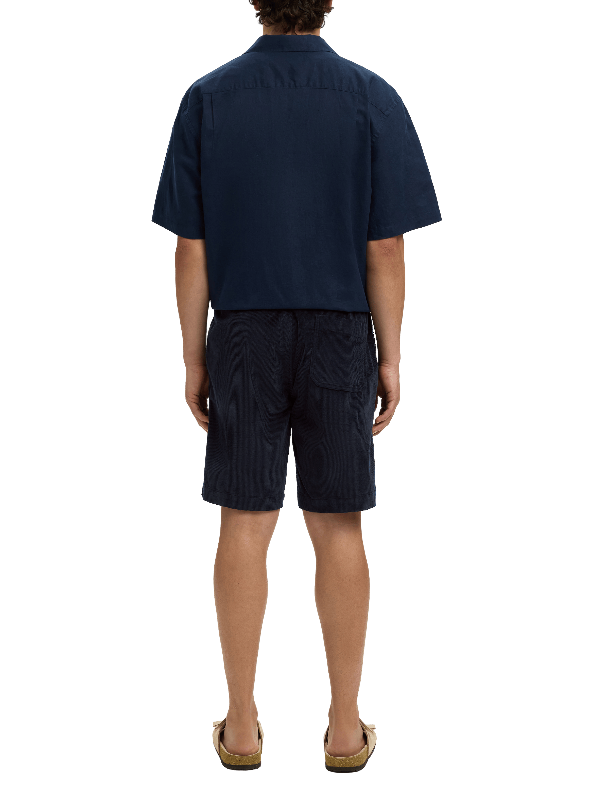 Short droit en coton mélangé SELECTED Bleu