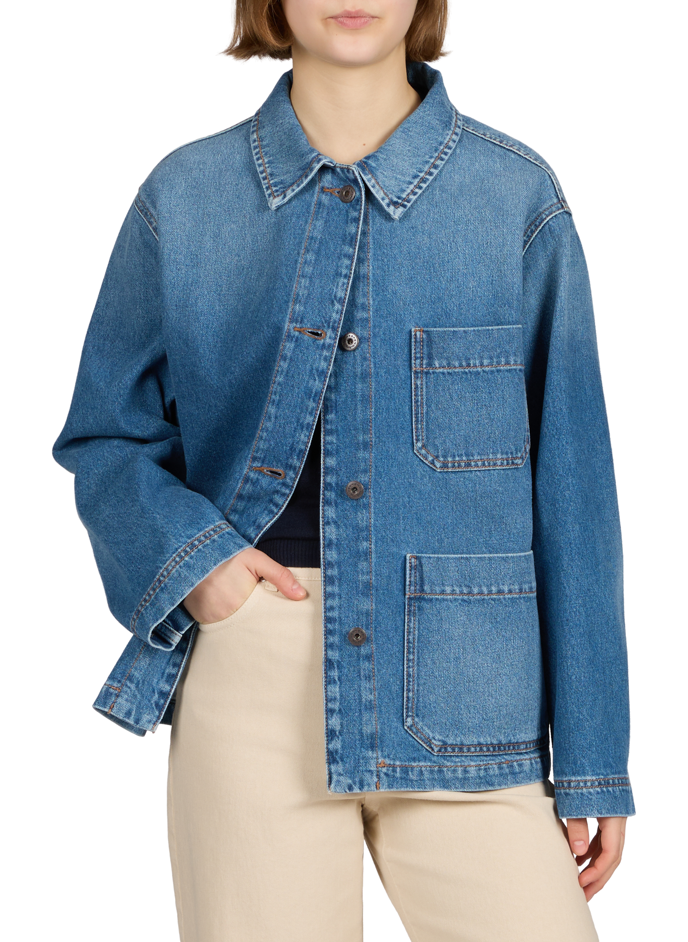 Veste droite en jean en coton MAX MARA WEEK END Bleu