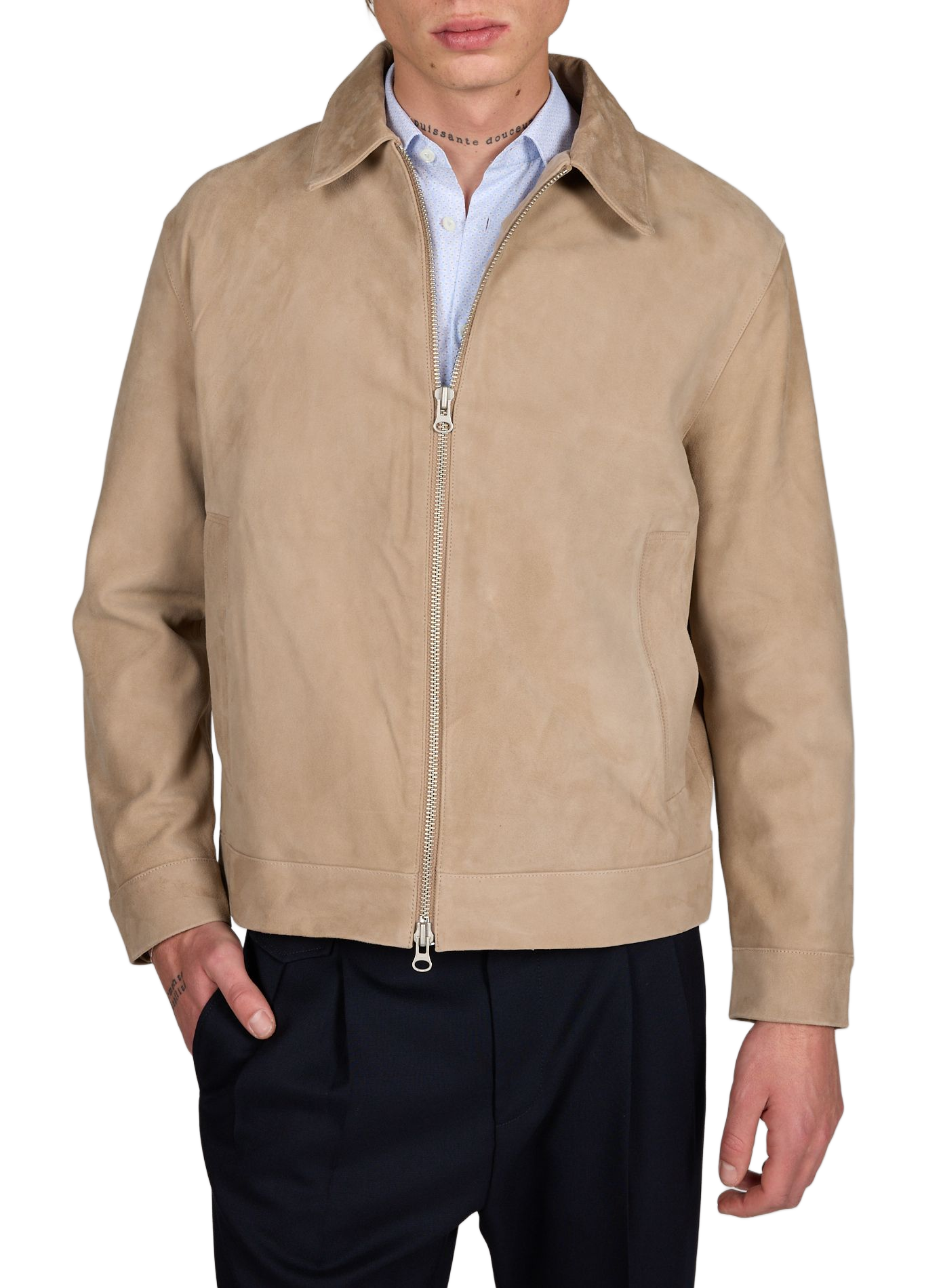 Suede jacket with classic collar ANNARR Beige