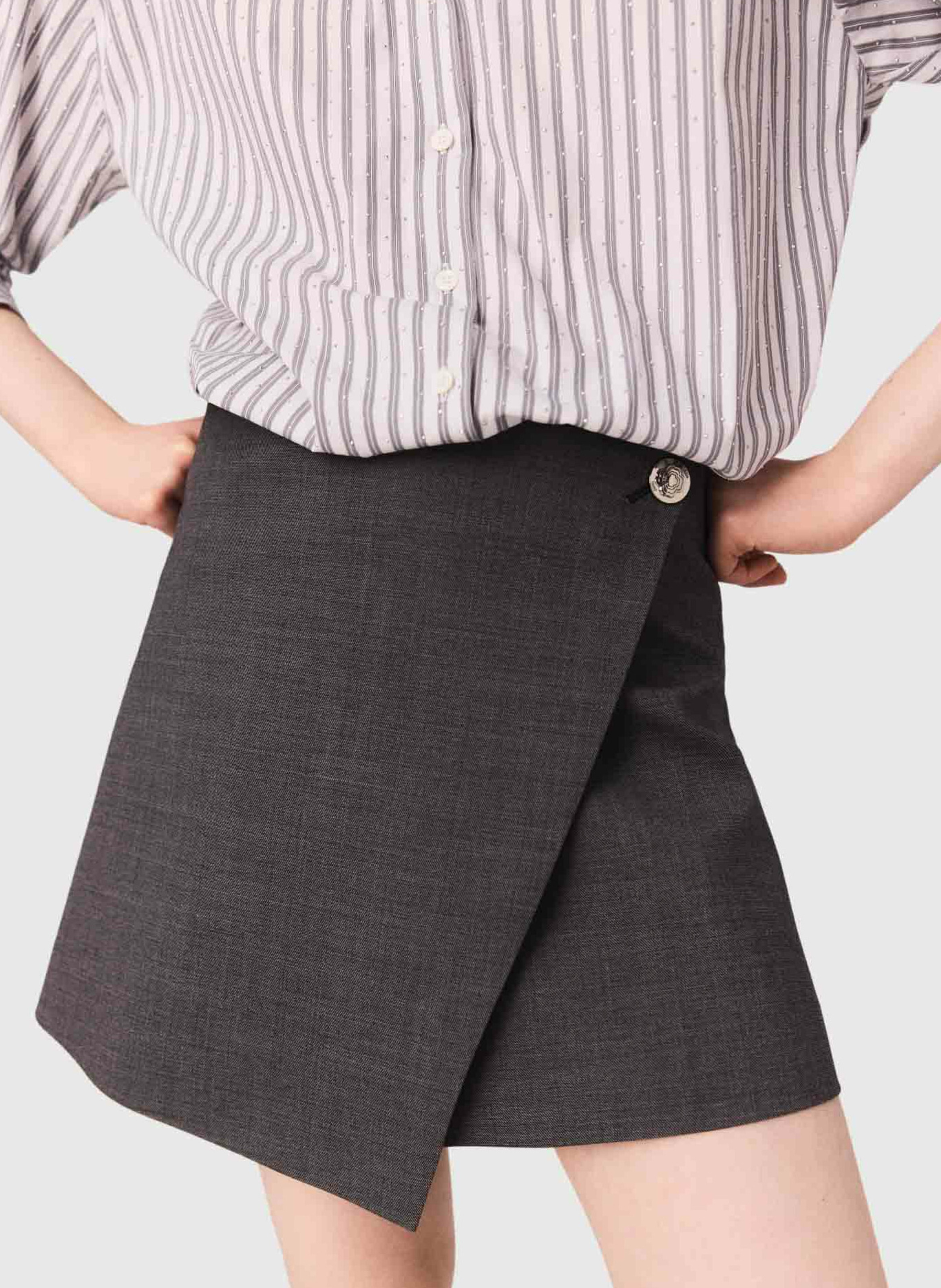 Robe courte col classique en coton mélangé MAJE Beige