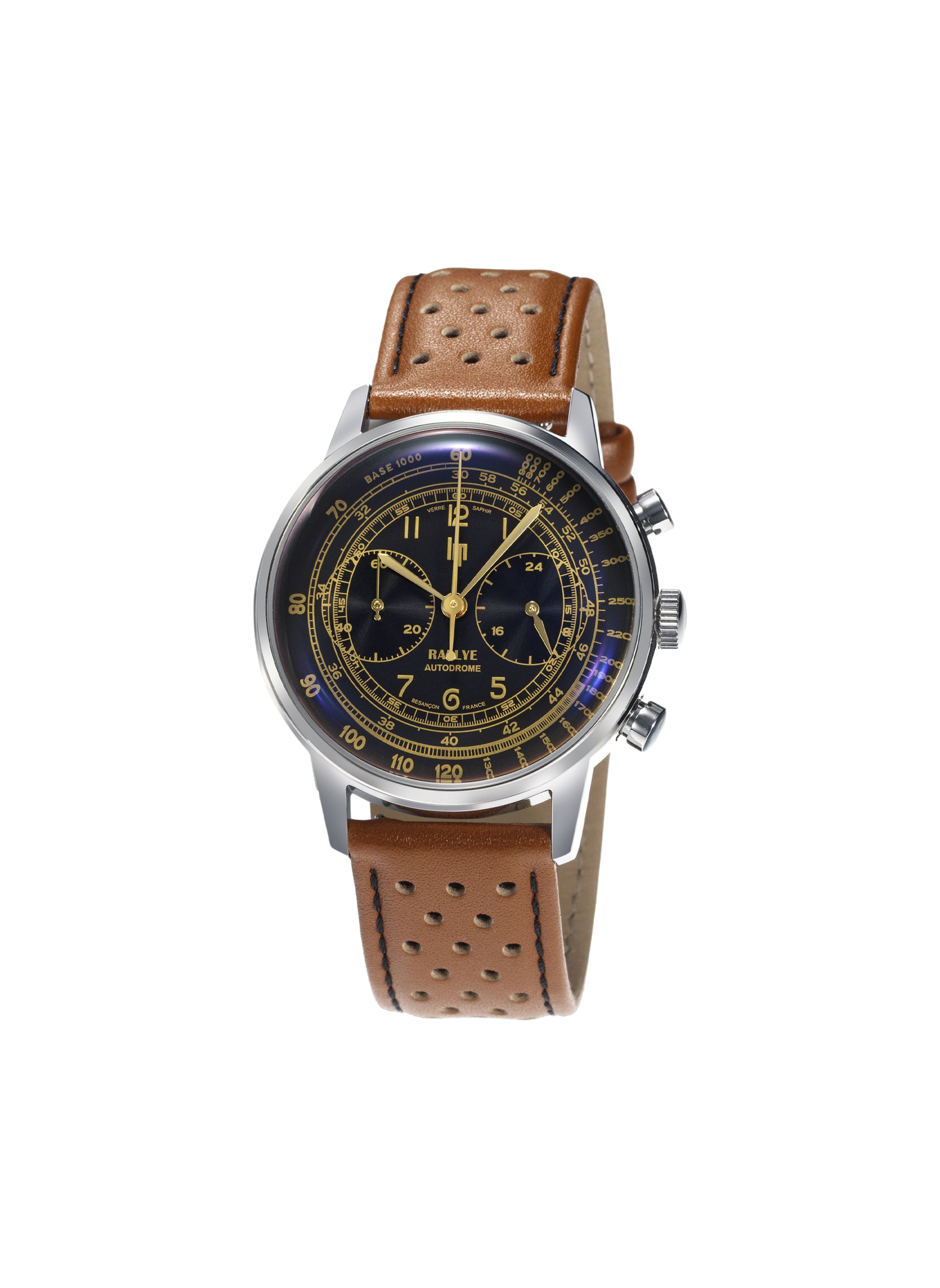 Montre quartz Rallye Méca chronographe en cuir LIP Noir