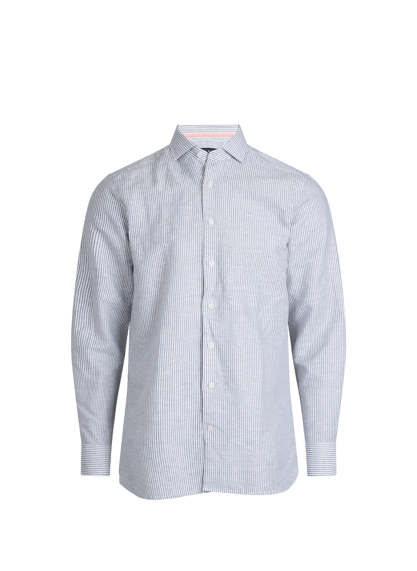 Chemise ajustée rayée en lin et coton HACKETT Vert